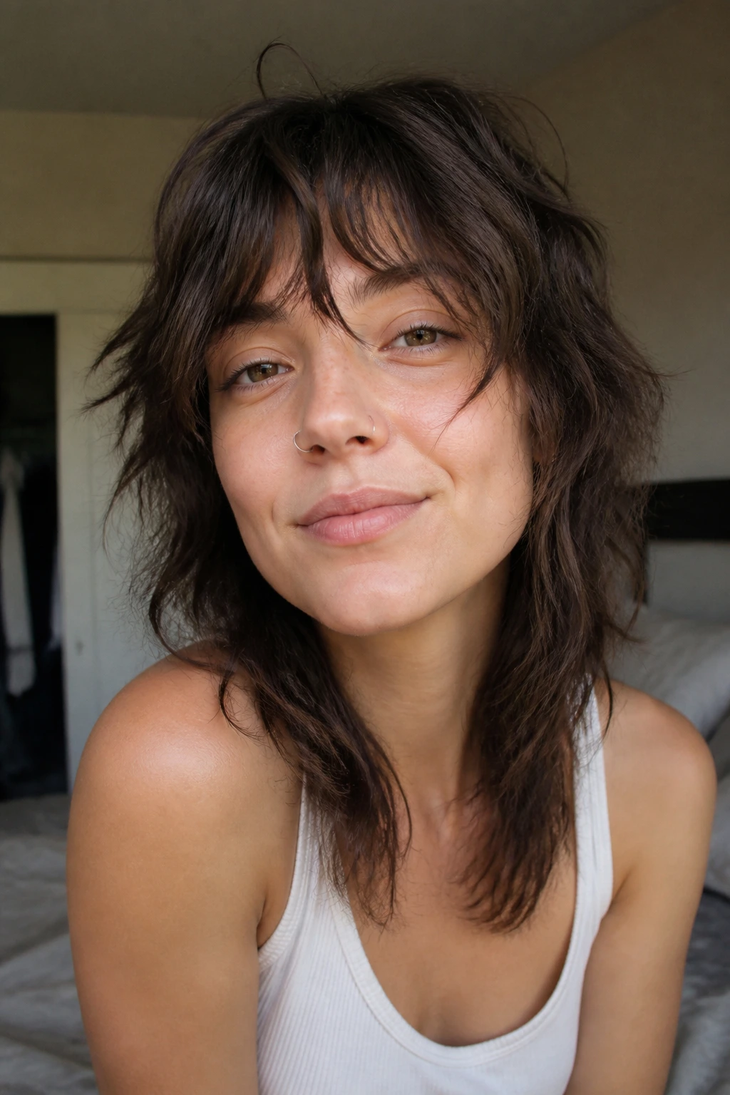 Air-dry shag close-up portrait showing natural texture on a real person