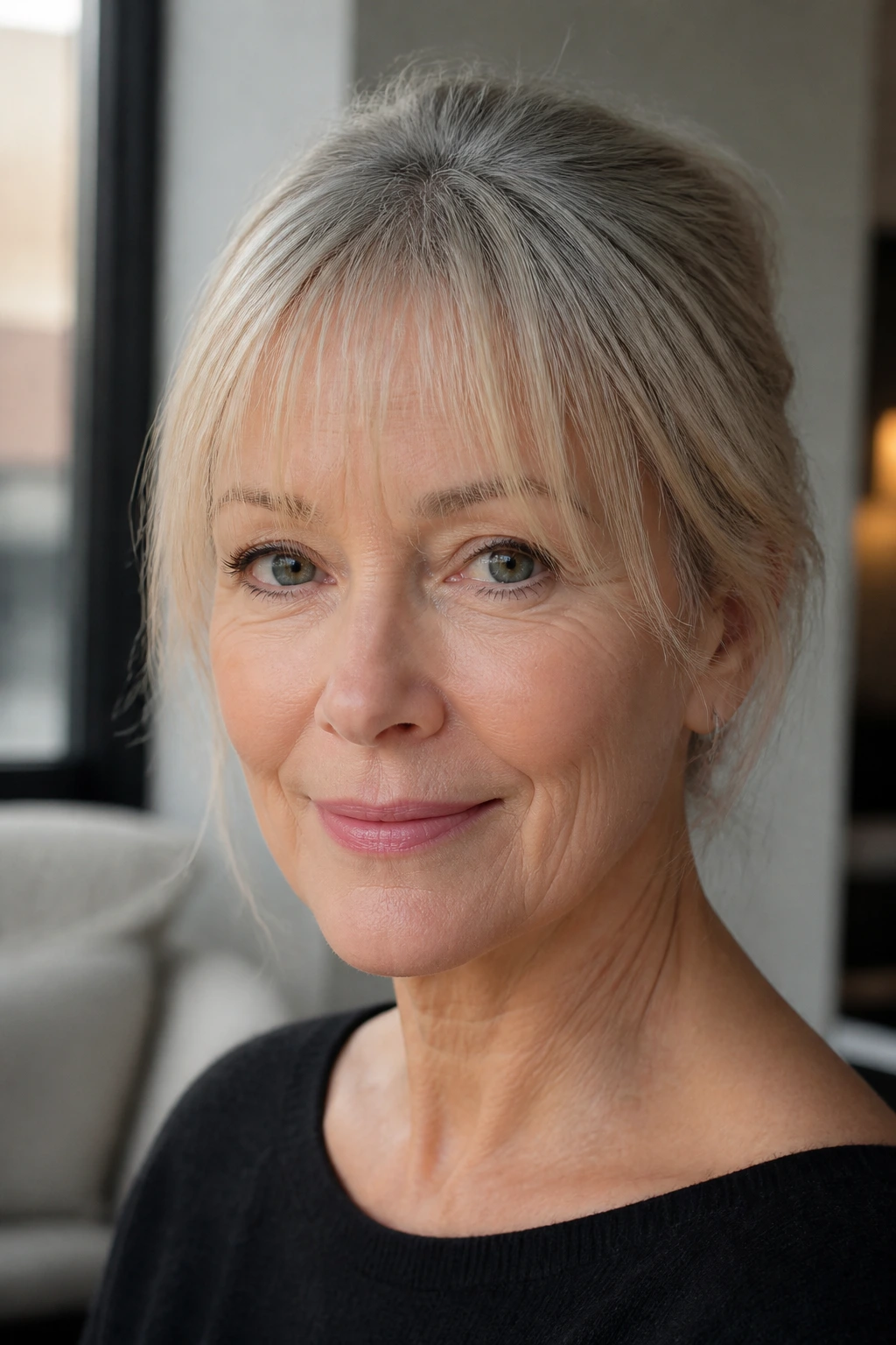 Portrait of a woman with airy see-through fringe