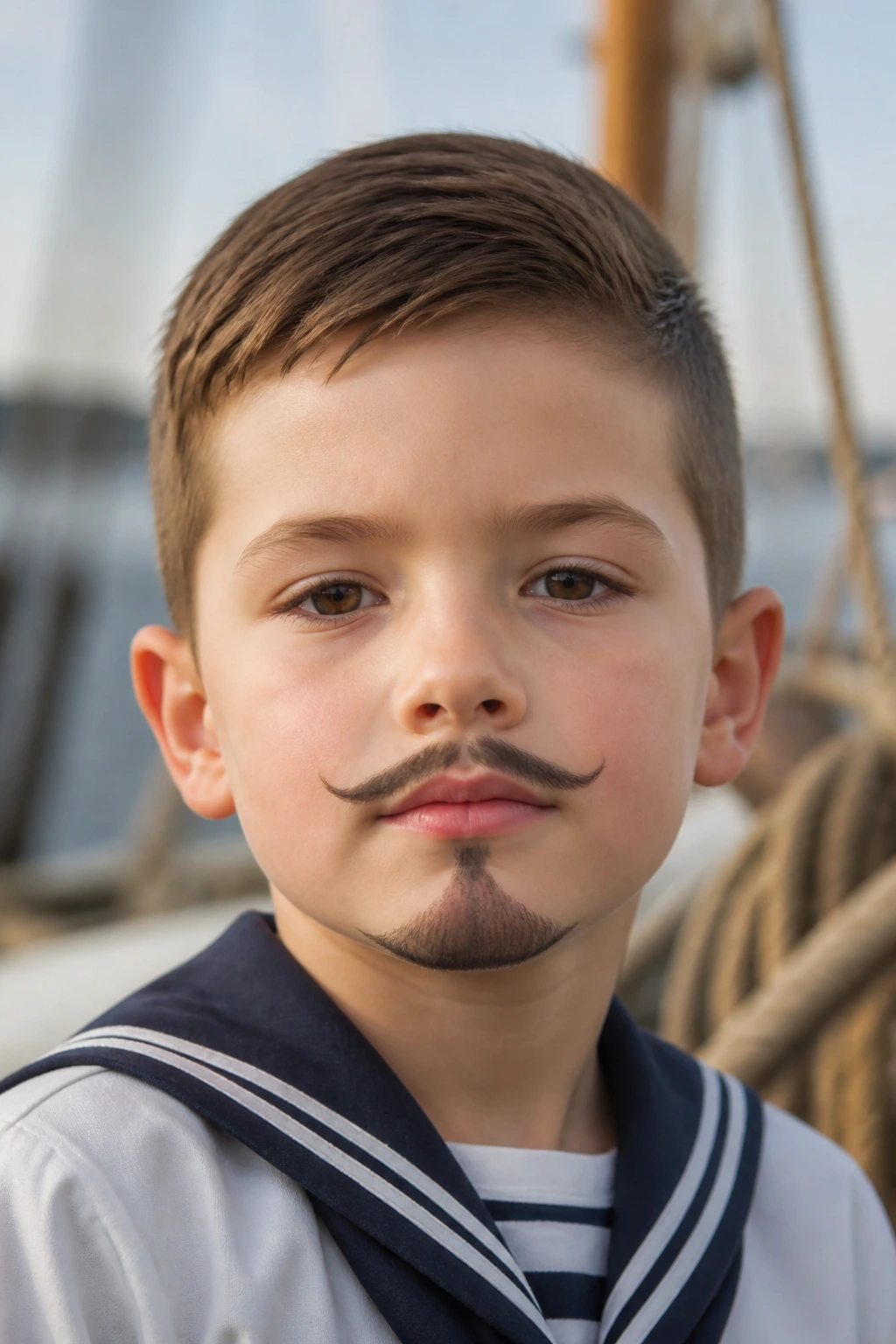 Boy with anchor-shaped beard and mustache