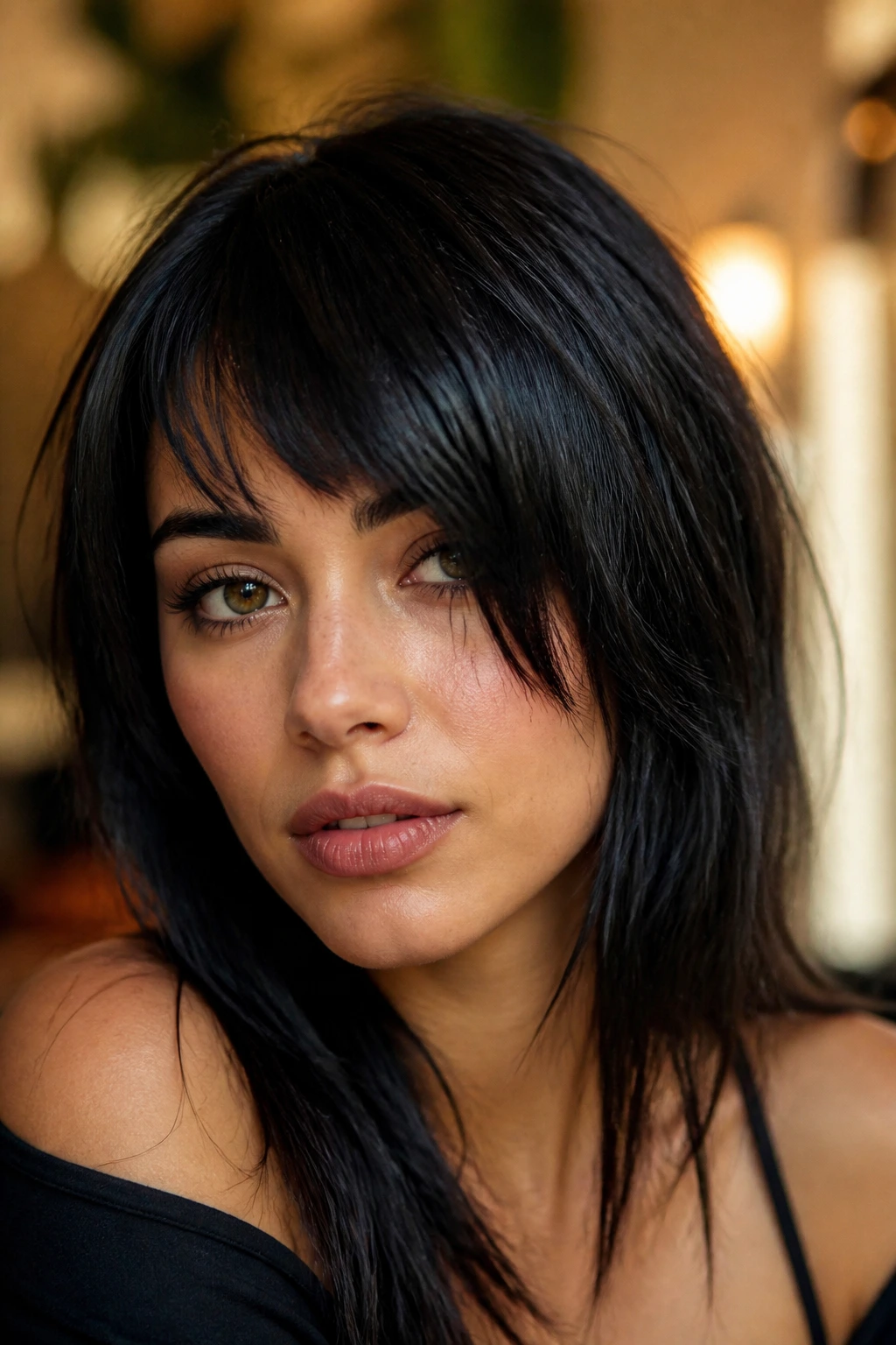 Portrait of a person with uneven, asymmetric bangs