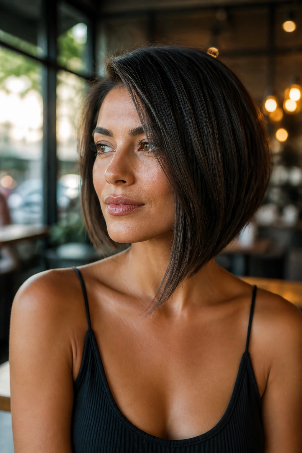 Real person with Asymmetrical Bob hairstyle