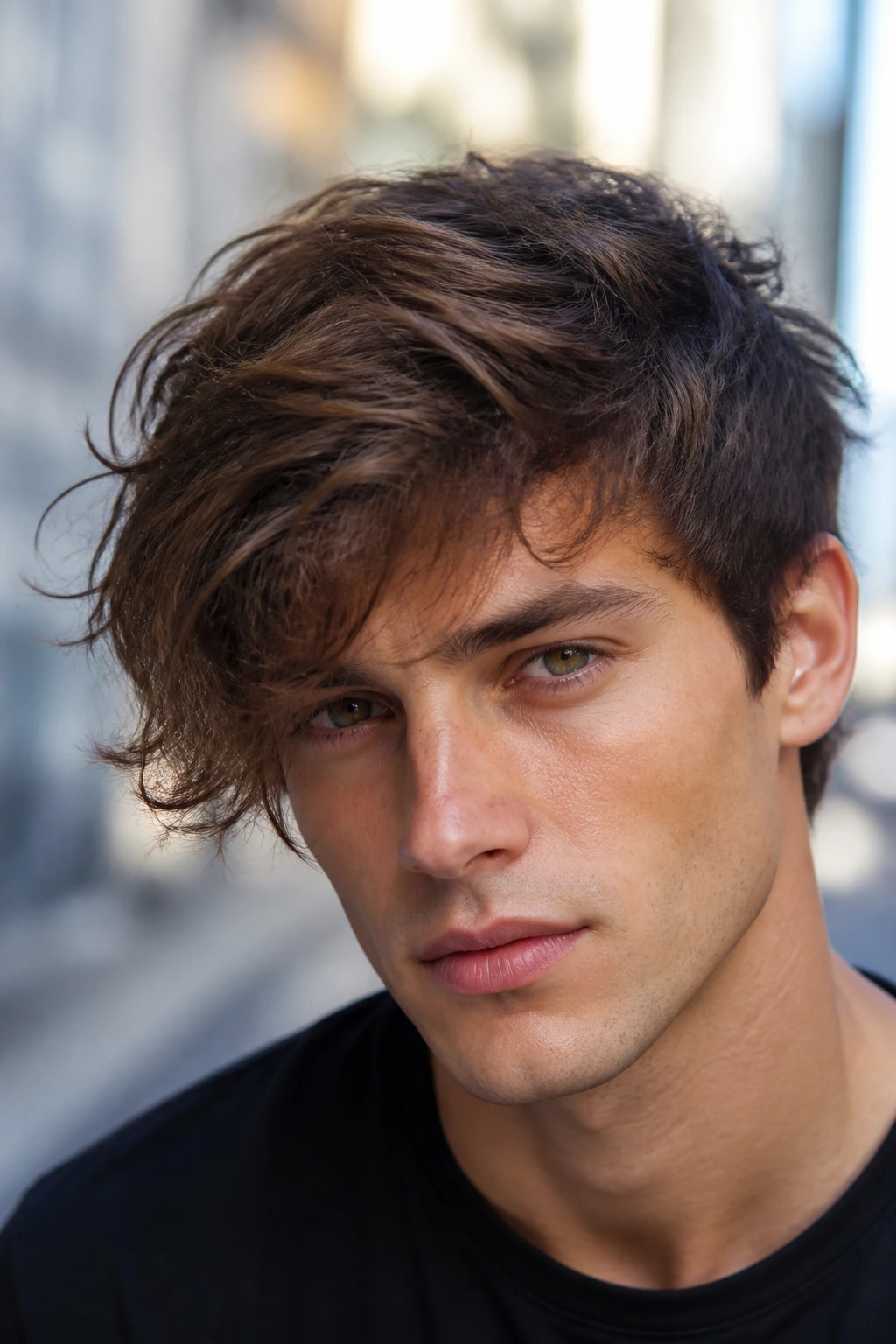 Close-up portrait of a man with asymmetrical fringe