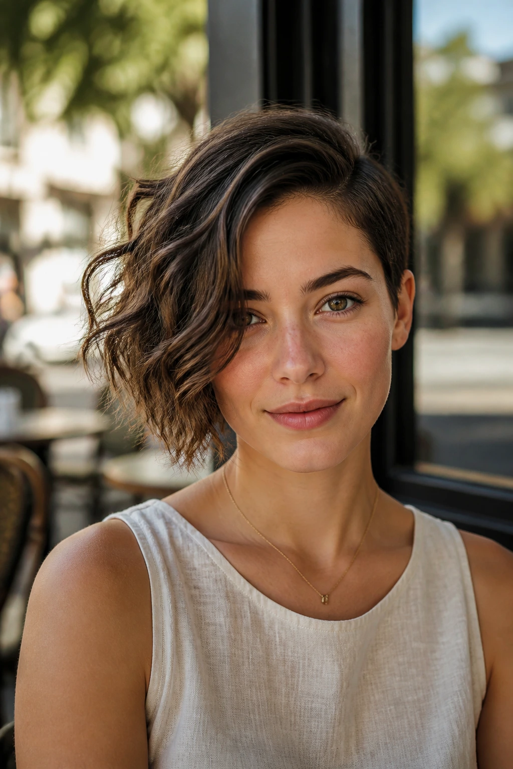Portrait of a real person with asymmetrical waves and a side-part