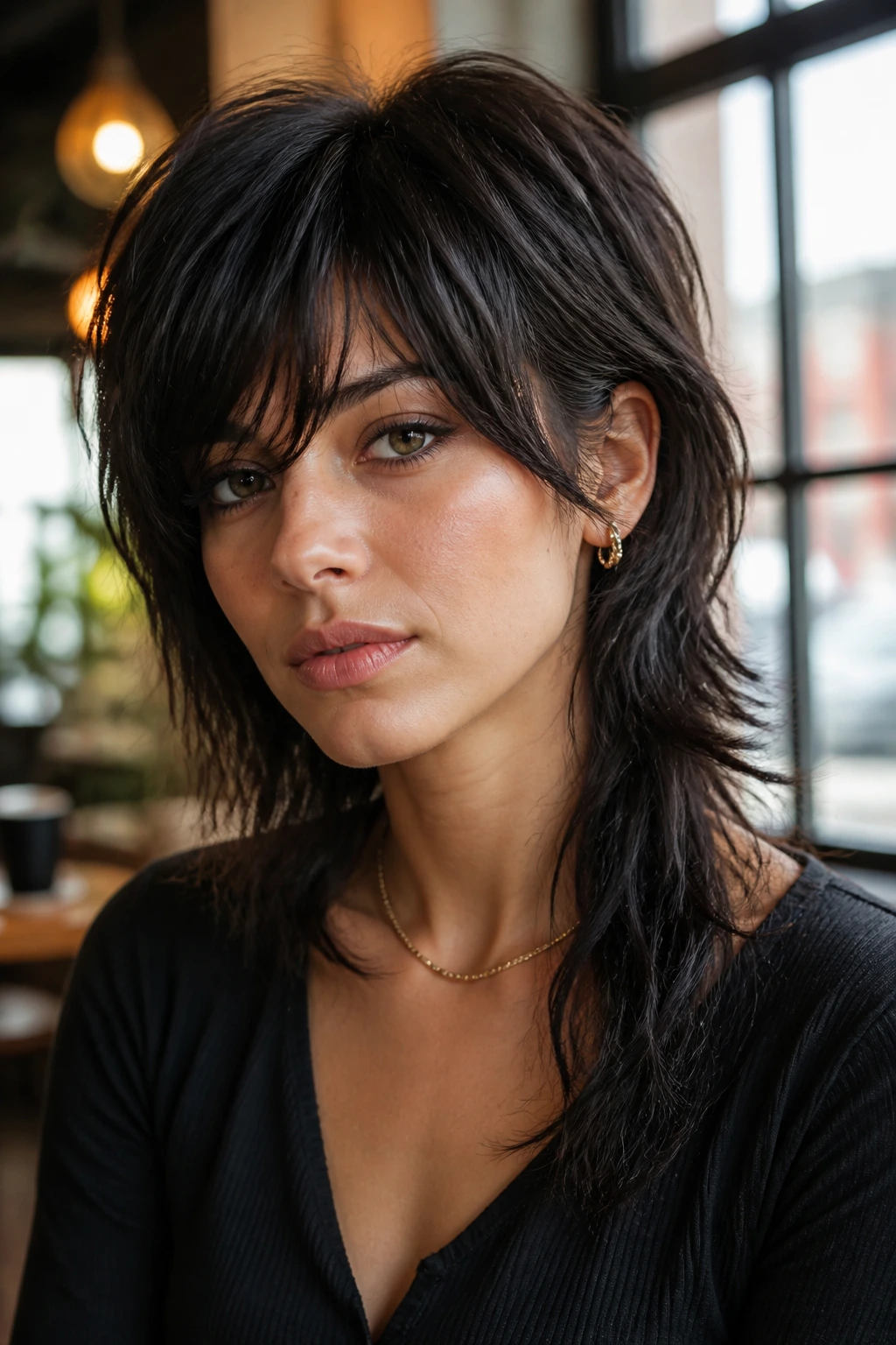 Real person with asymmetrical wolf cut showing deliberate imbalance.