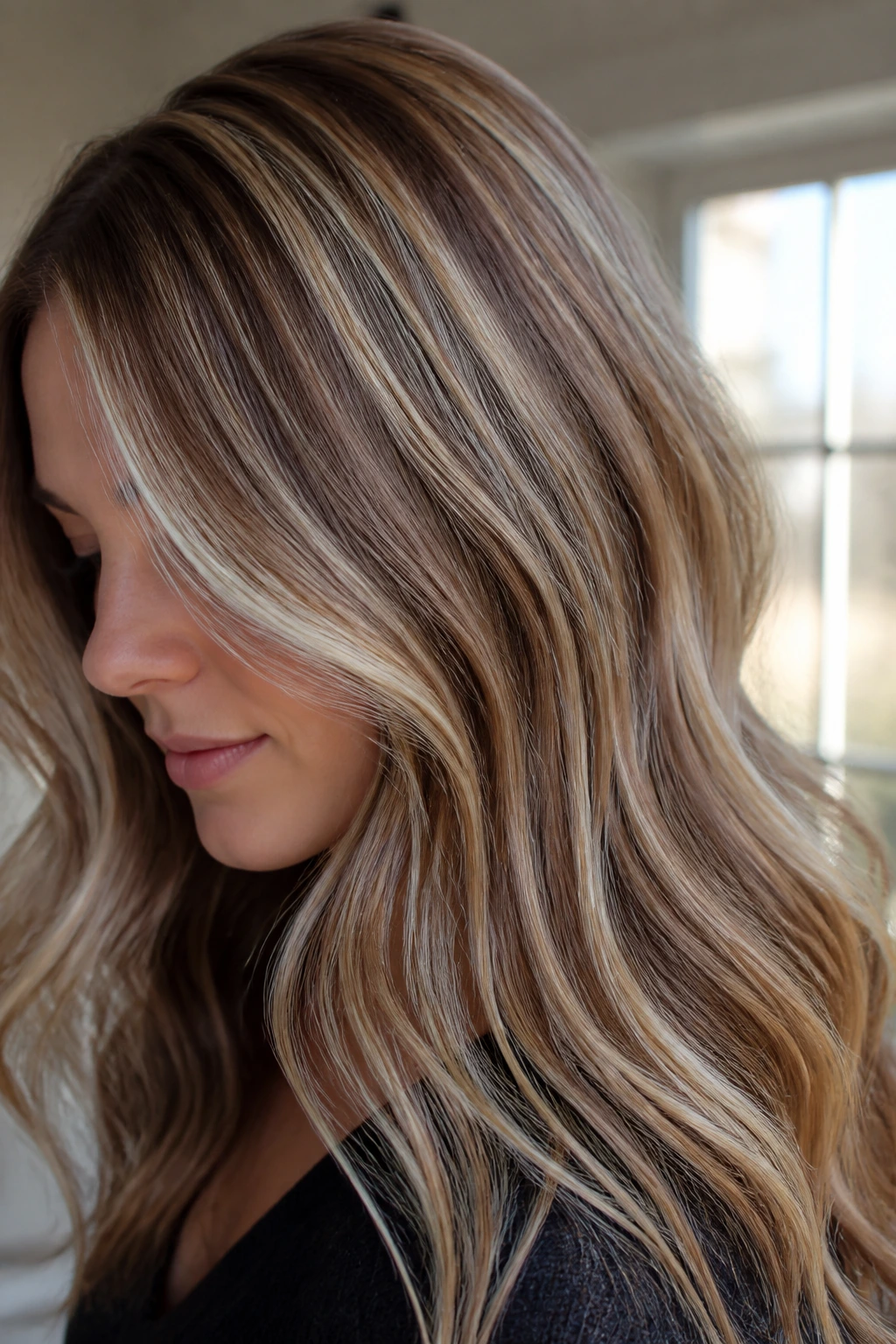 Hair with babylights showing soft dimension on a real person