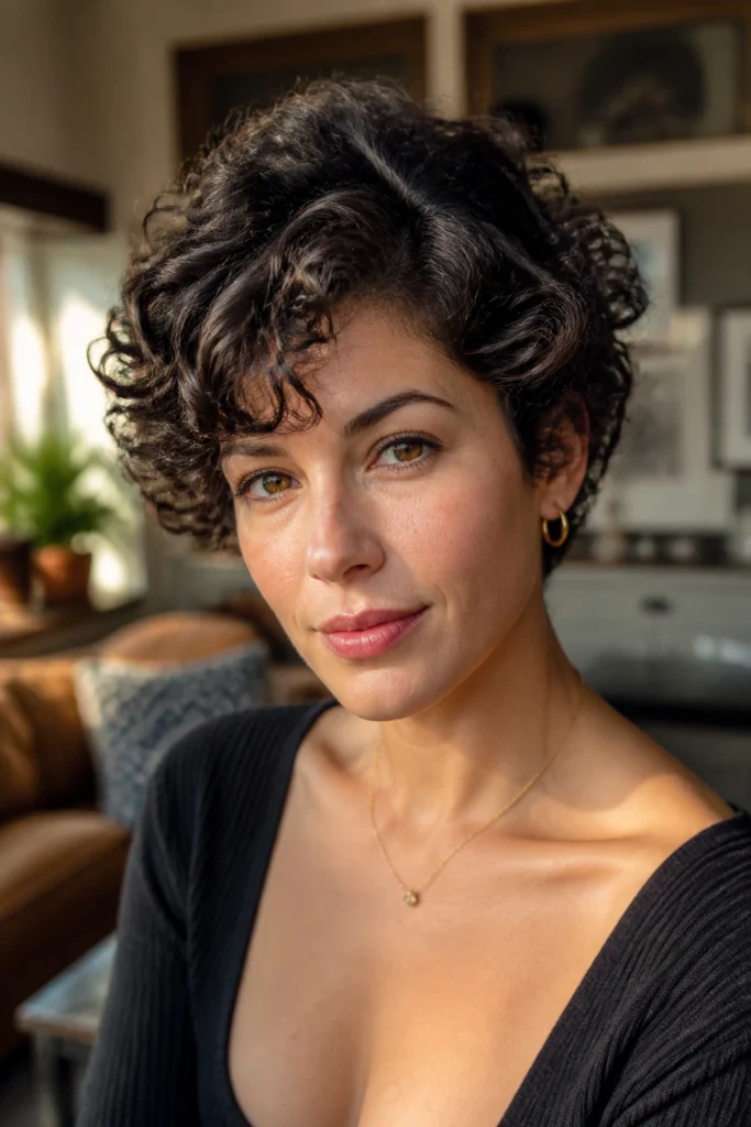 33 Short Curly Haircuts for Diamond Faces