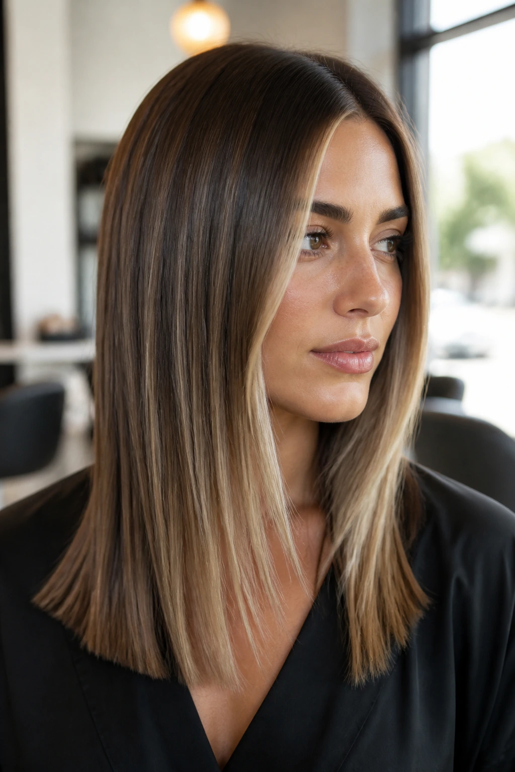 Real person with straight hair showing color ribbons and subtle movement to read color