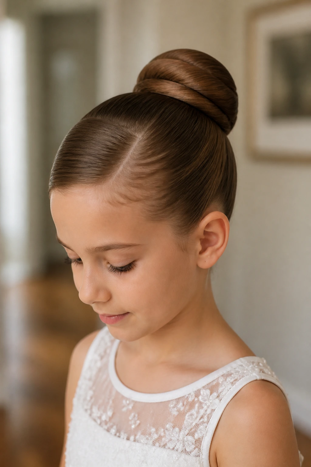 Girl with a sleek ballet bun portrait