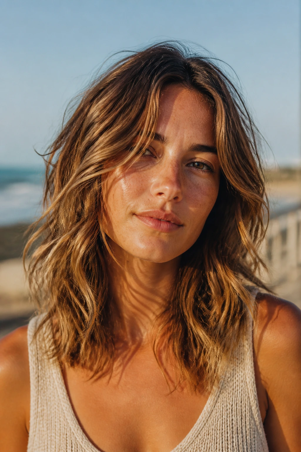Real person with beach waves and invisible layers