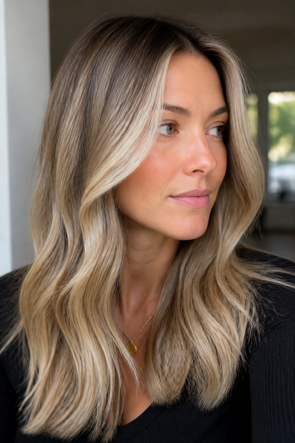 Close-up of a medium-blonde with beige foilyage lift