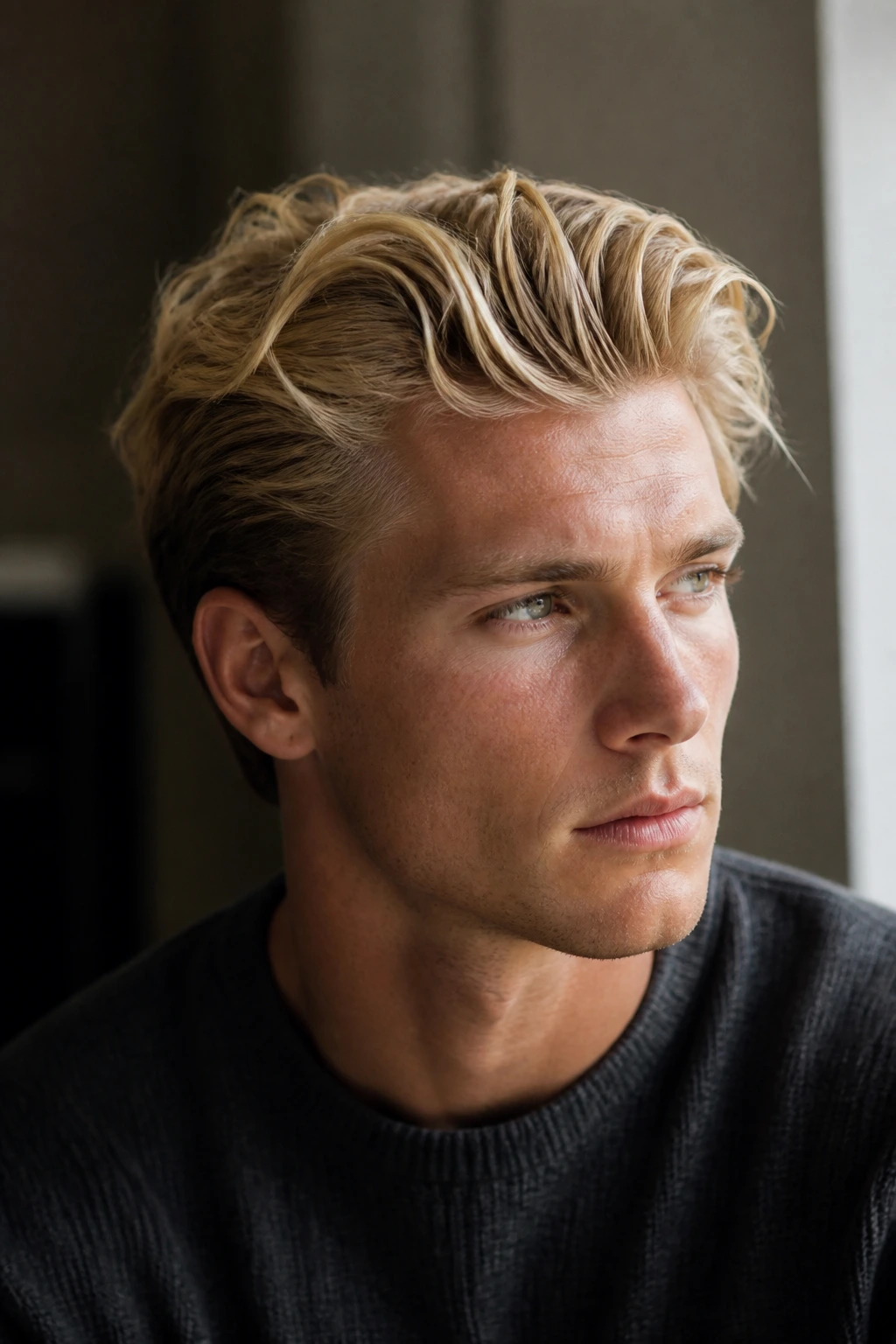Portrait highlighting blonde tone with subtle root shadow to avoid brassiness