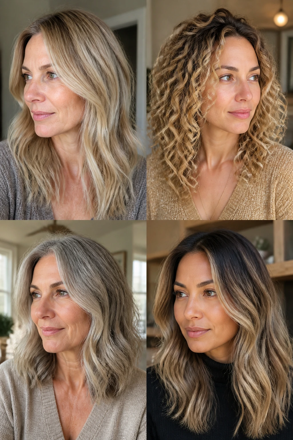 Close-up of blonde hair showing varied textures and tones.