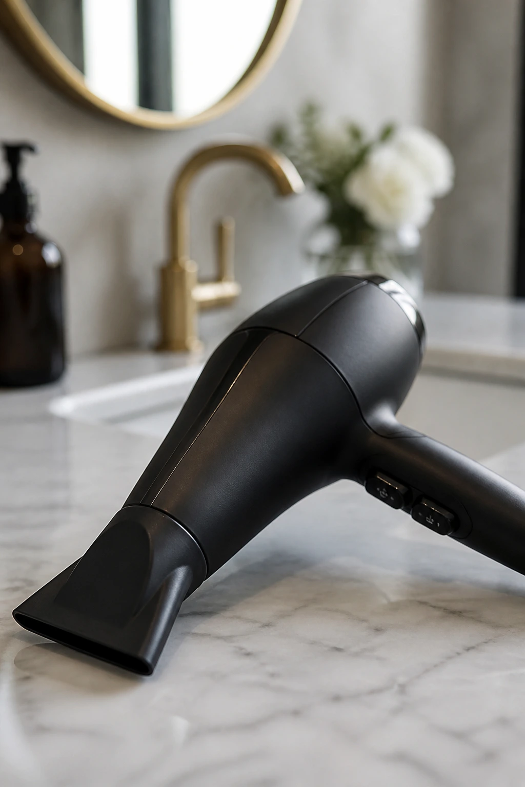 Close-up of a blow dryer with concentrator nozzle