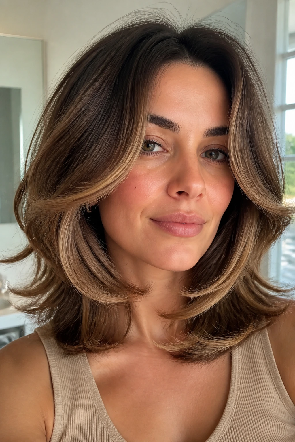 Real person showing varied blowout texture and adaptation in style