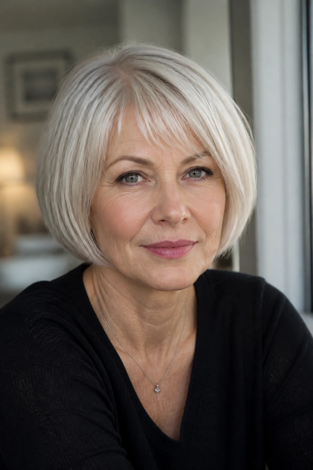 Portrait of a woman with a shape-defining haircut providing lift