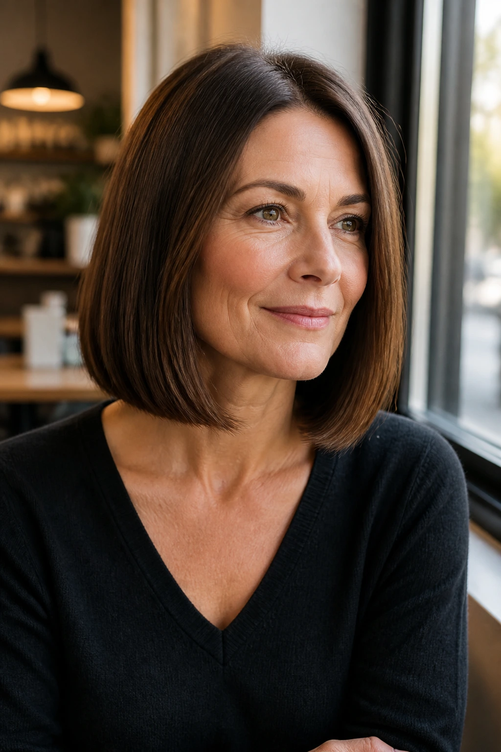 Real woman with blunt shoulder-length bob and clean ends