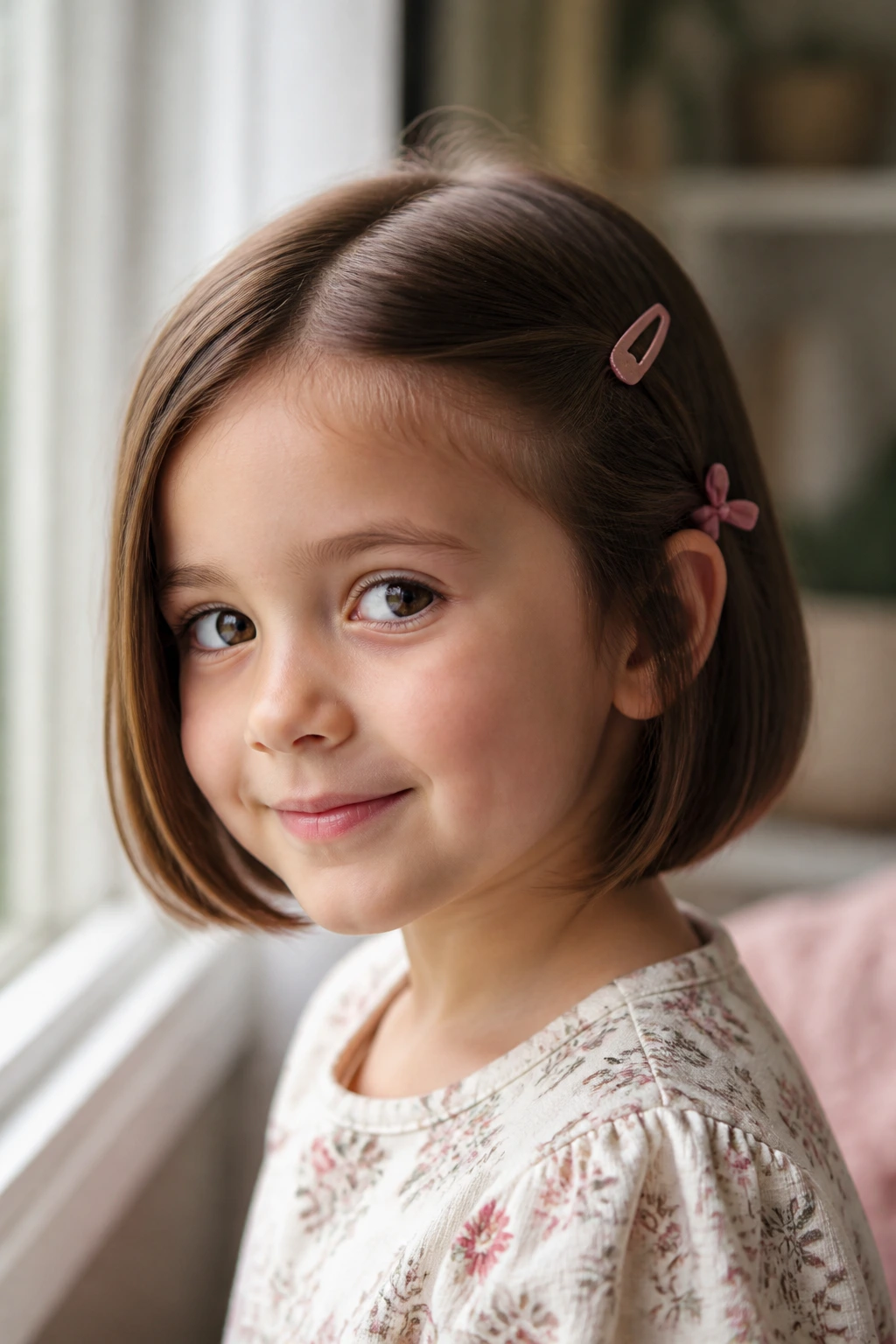 Child with bob and small accessories for personalization