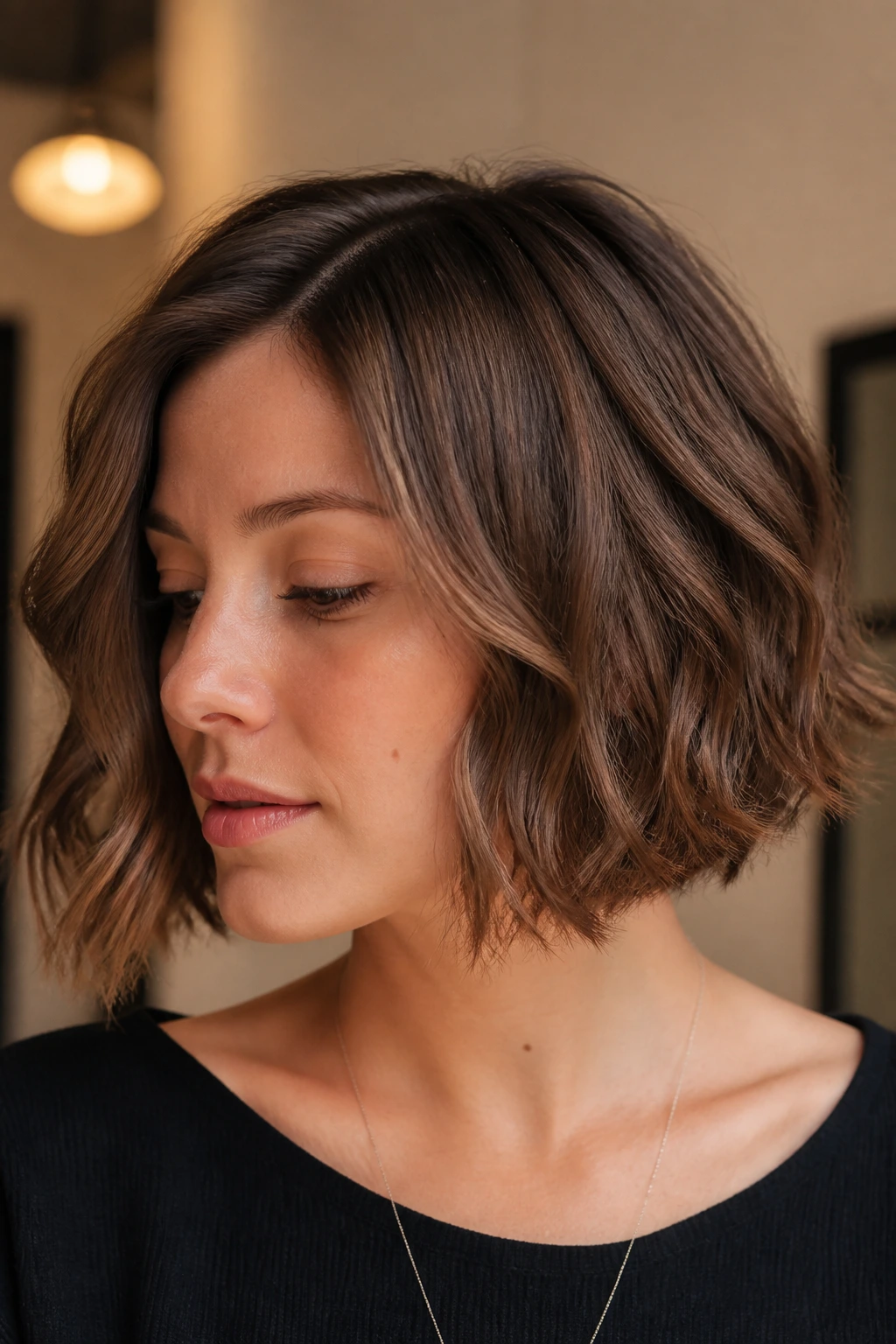 Real woman bob showing texture variations for different hair types