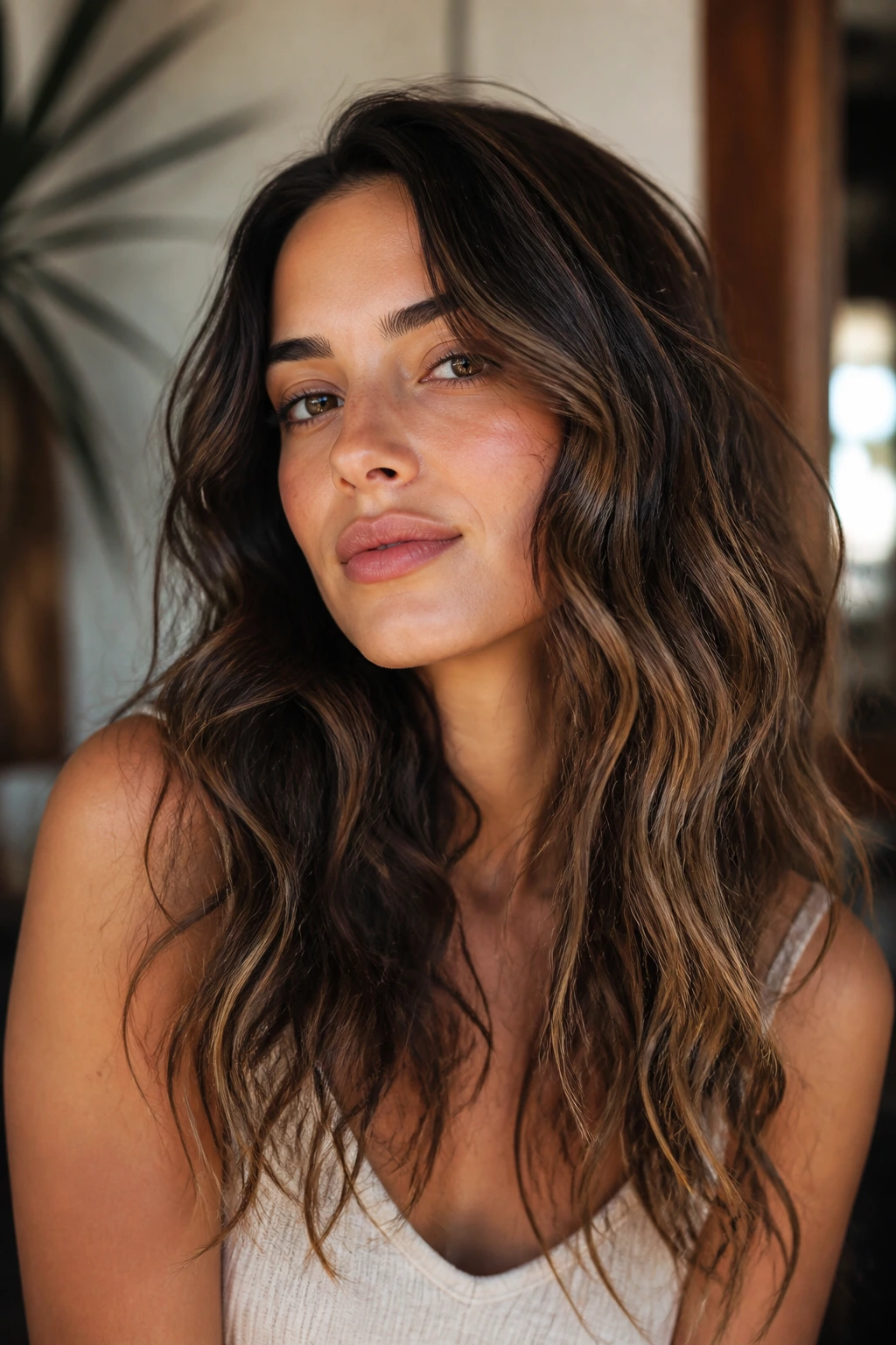 Real person with defined boho waves showing grip suitable texture