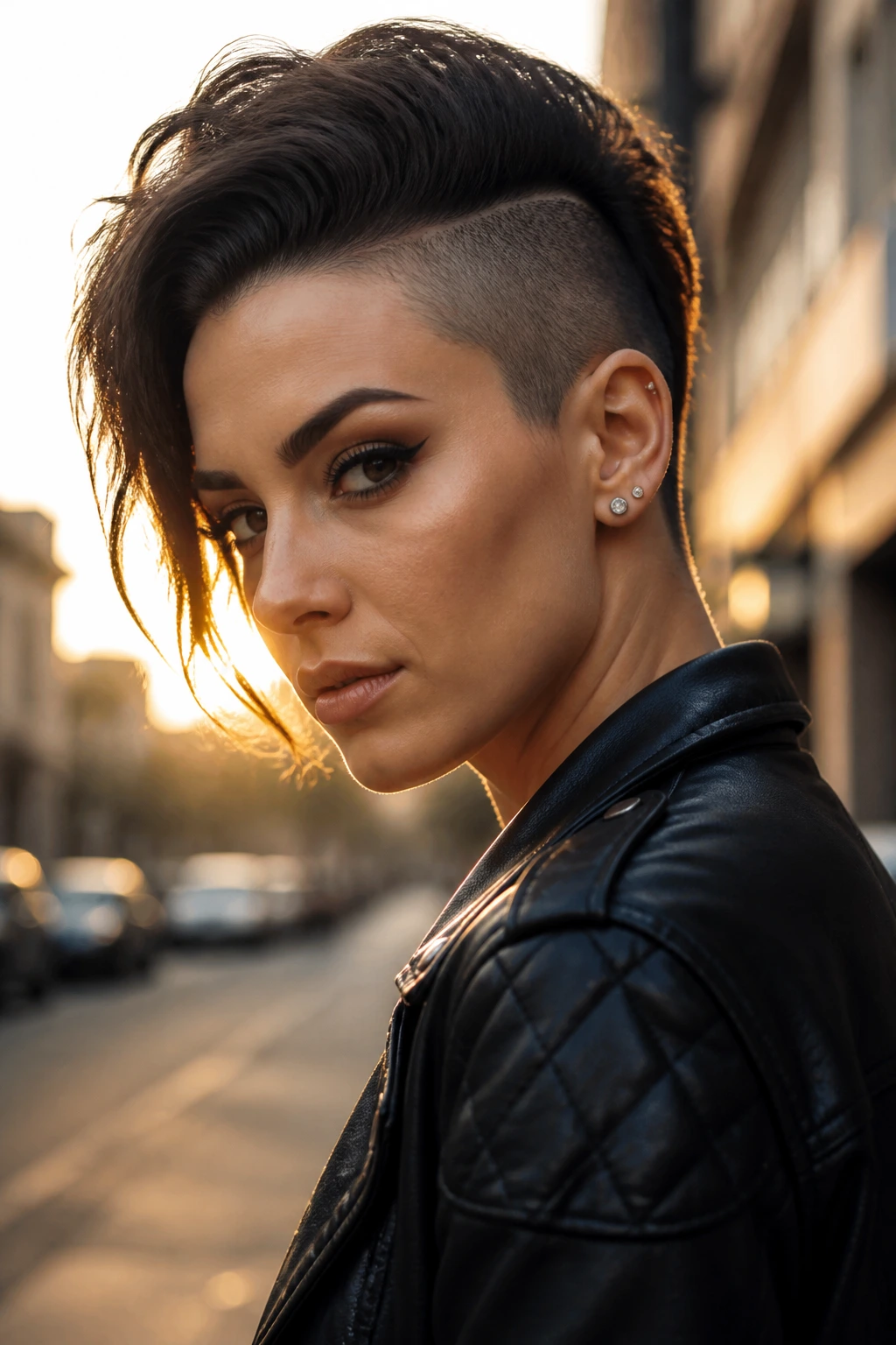 Portrait of a real person with bold undercut and confident expression.