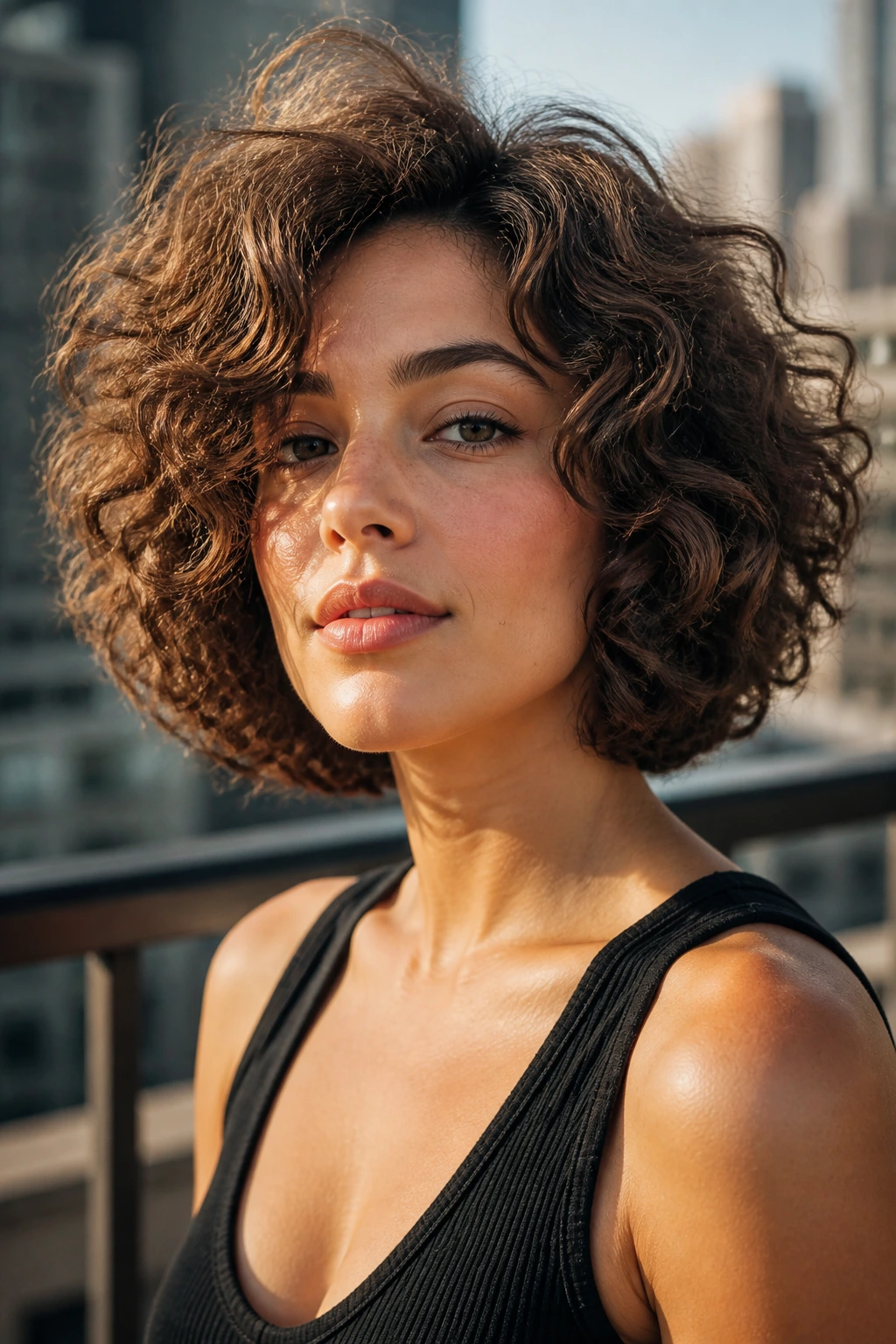 Close-up portrait of a real woman with a bold Big-Volume Round Bob under natural light.