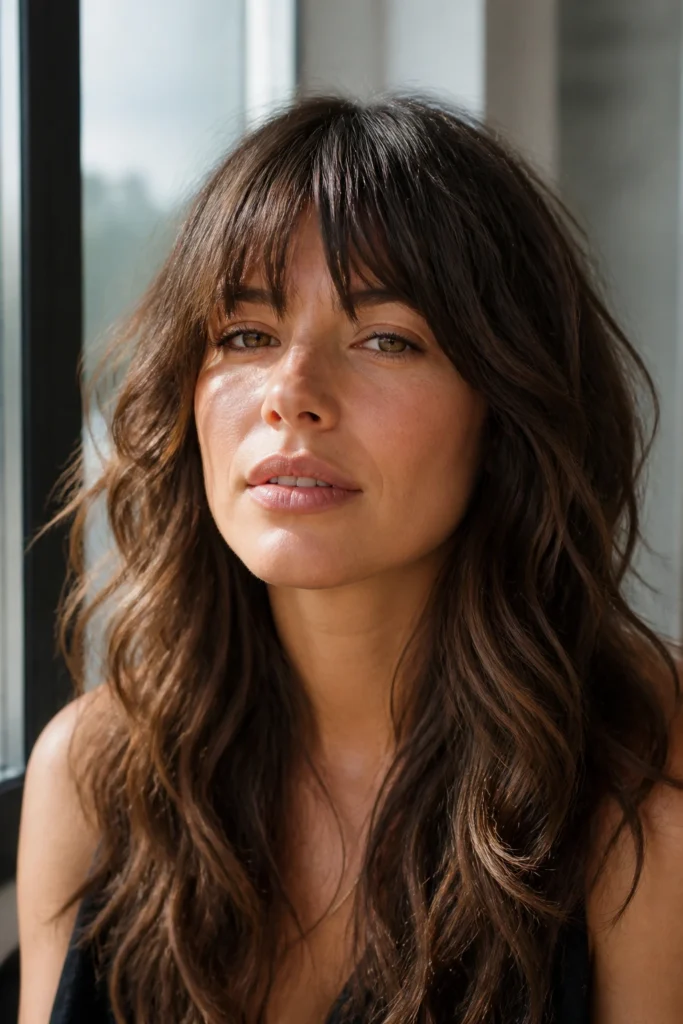 33 Long Wavy Shag Haircuts With Bangs