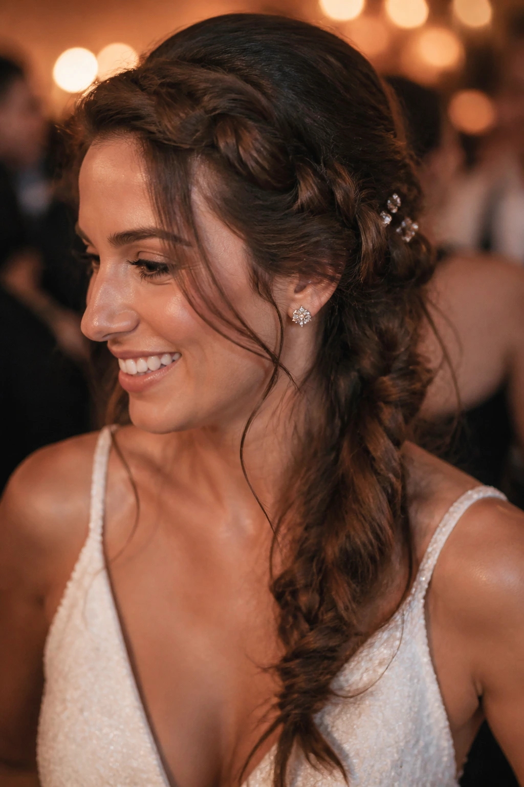 Bride’s braid kept fresh with subtle refresh during reception