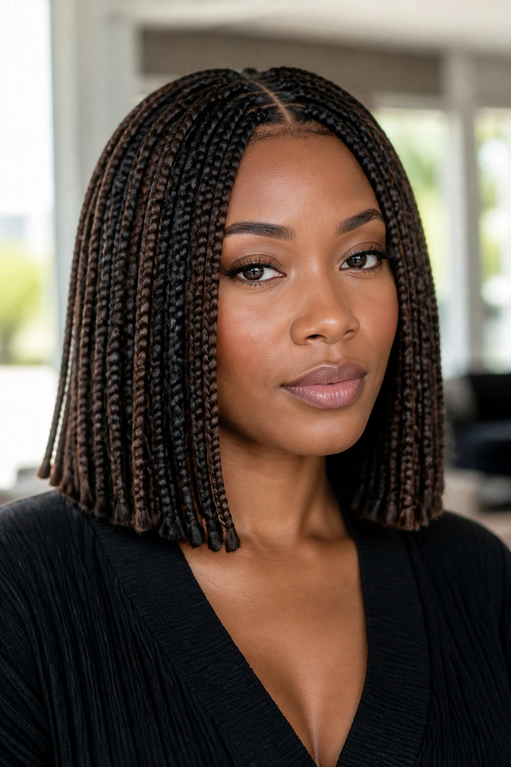 Braided lob with blunt ends on a real person