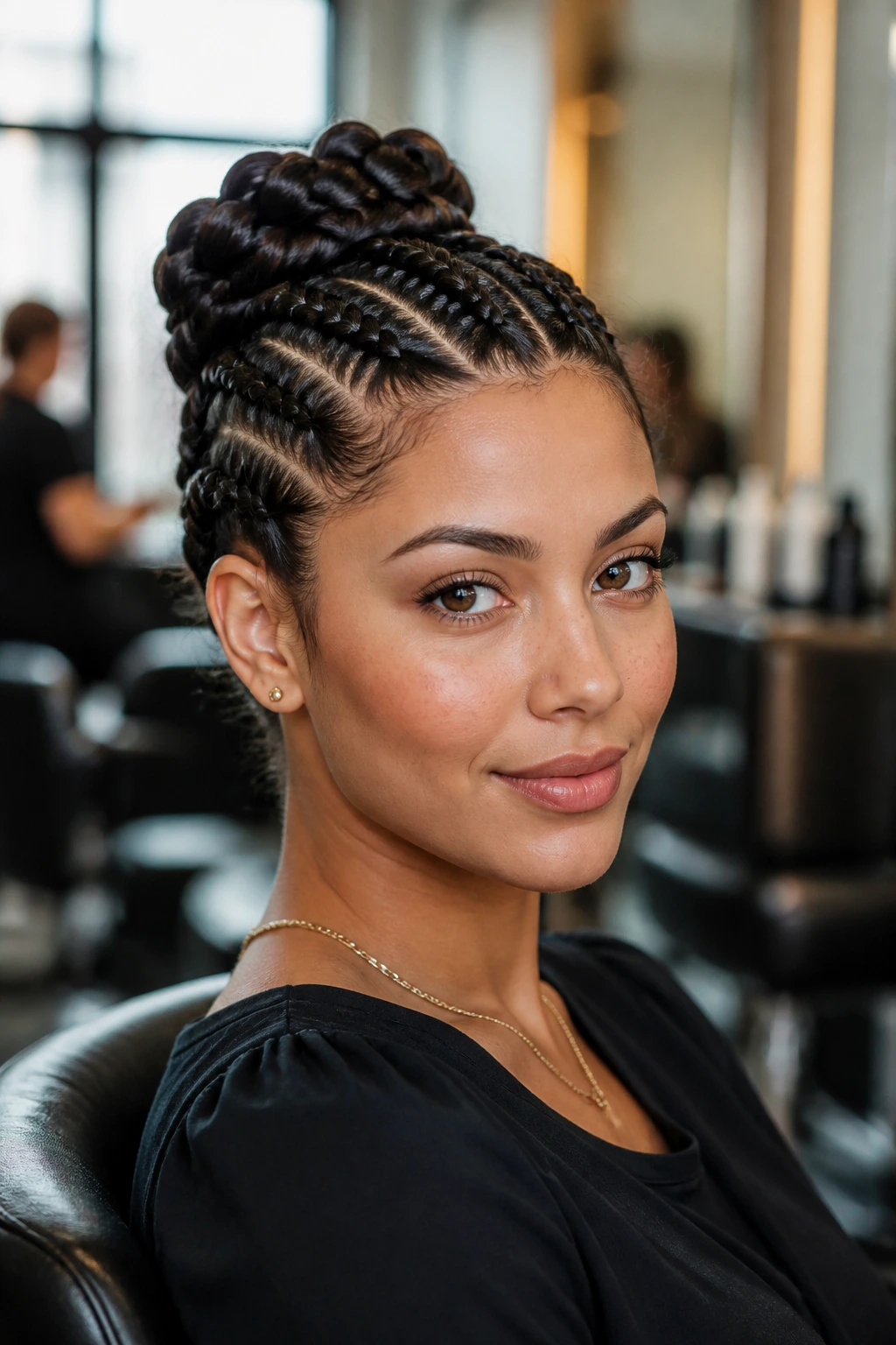 Braided updo showing strong hold and structure