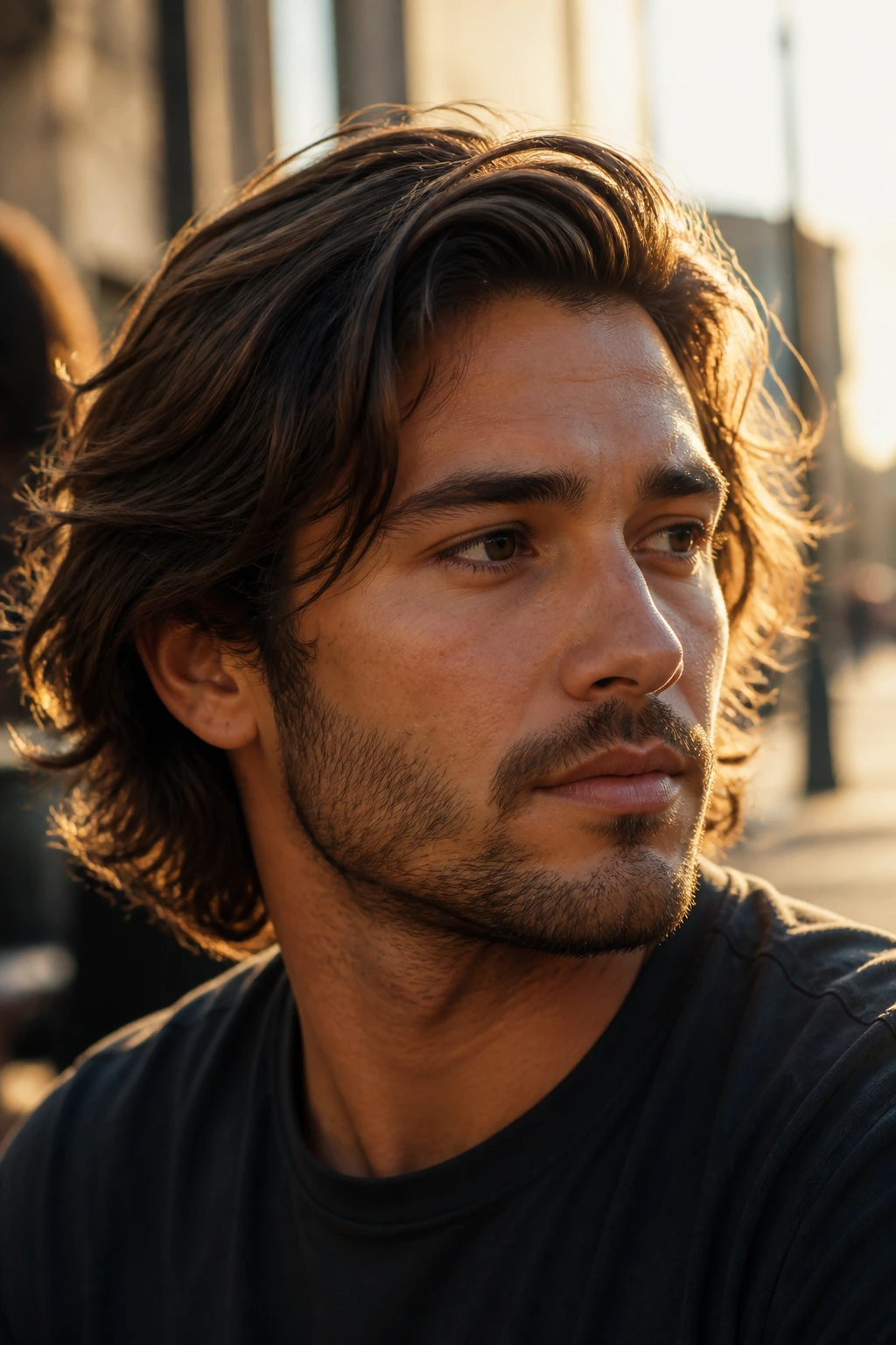 Portrait of man with bro flow hairstyle