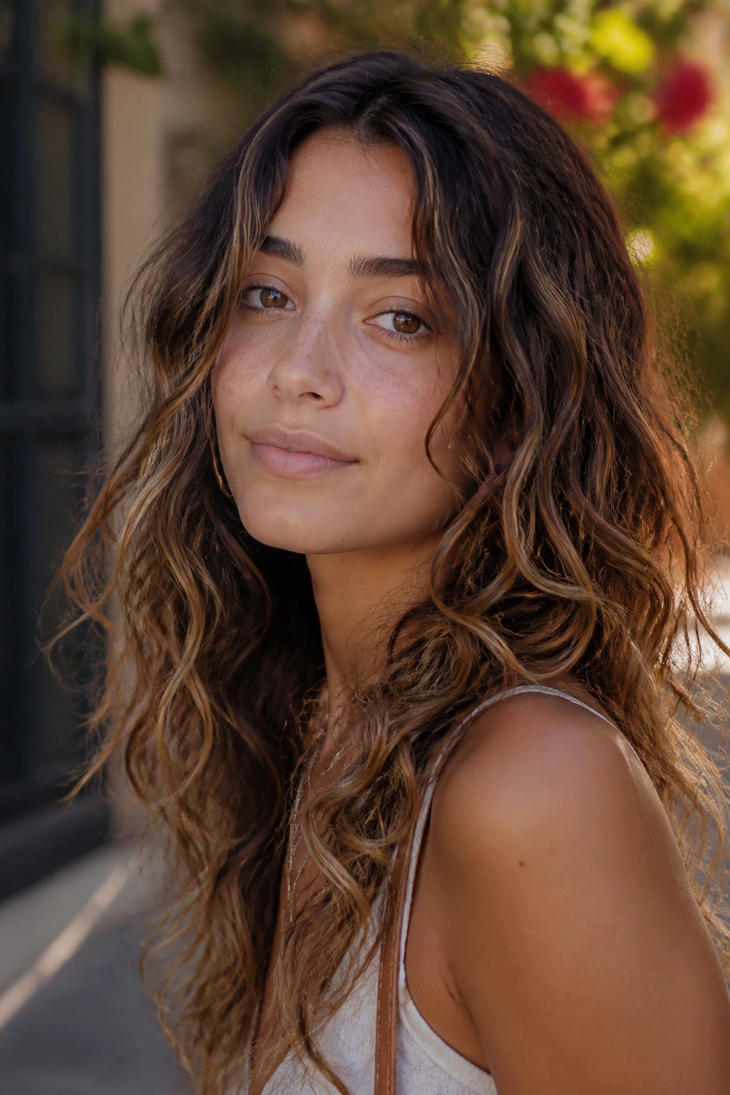 Close-up of a real woman's hair with uneven, broken wave patterns in natural light