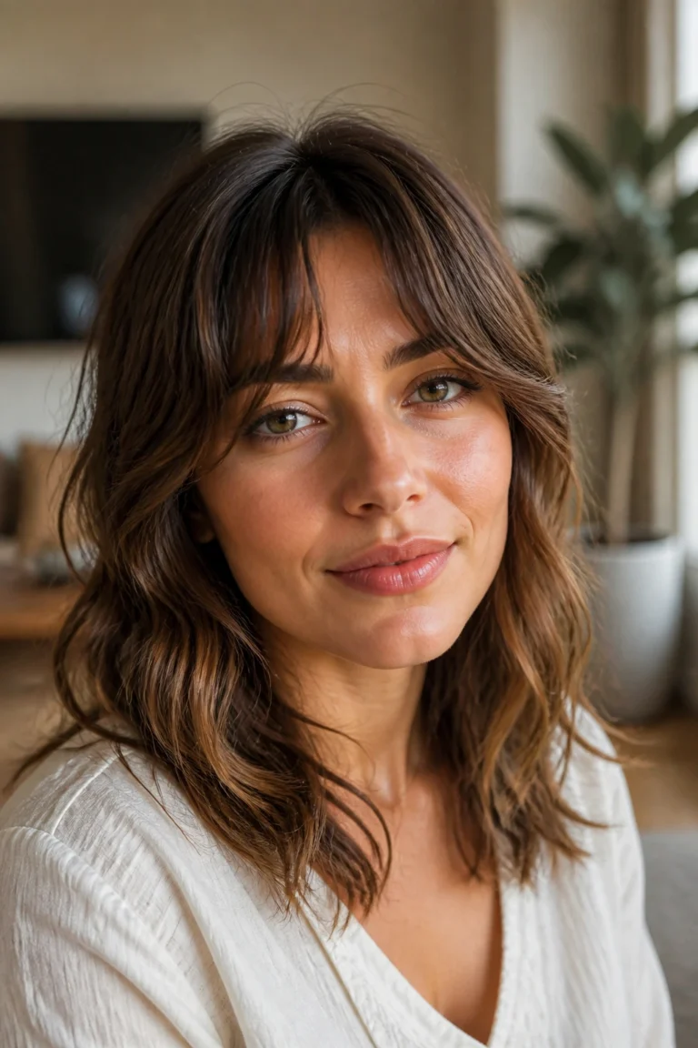 28 Curtain Bang Styles for Wavy Hair