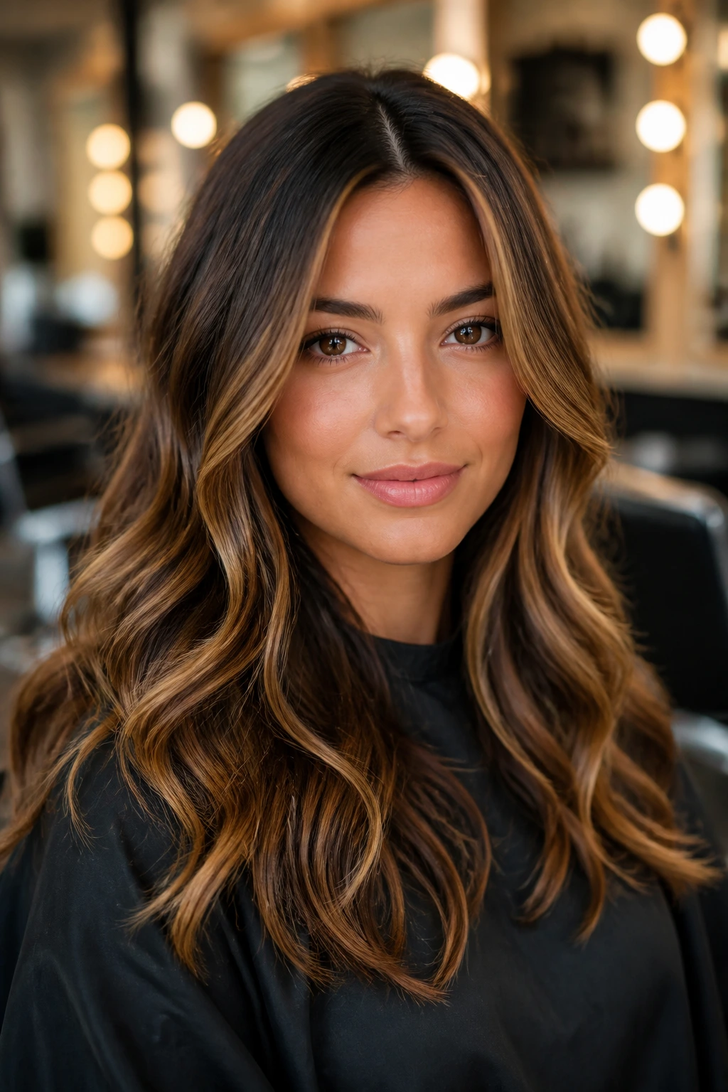 Brunette with caramel and taupe shades for dimension