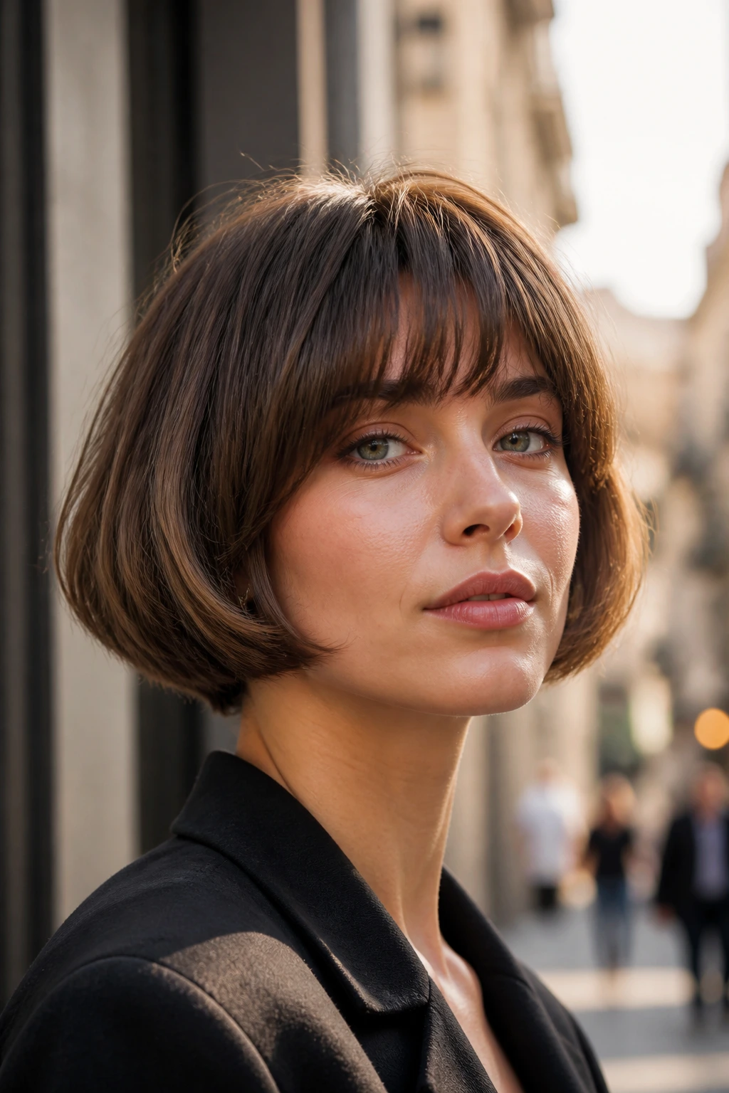 Portrait of a real woman with bubble bob hairstyle