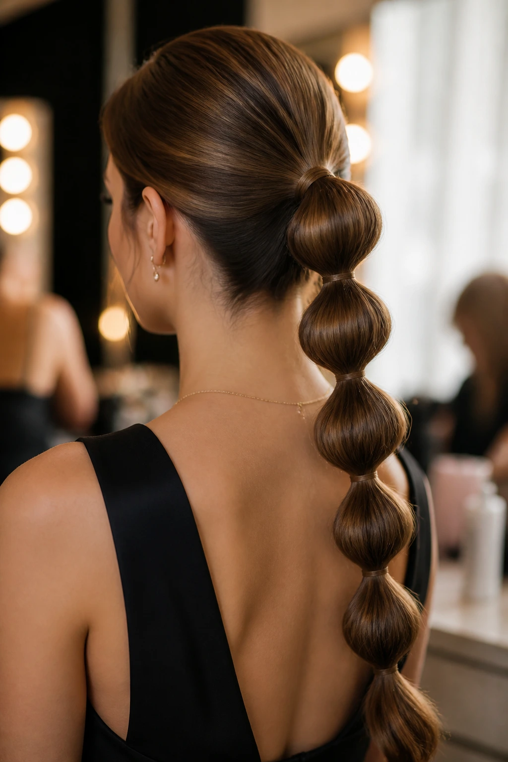 Close-up of a bubble ponytail on a real woman