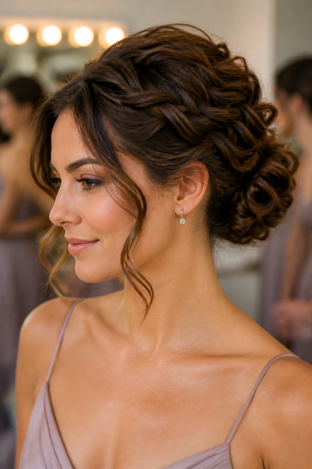 Real person bun with variation for humidity and curl texture