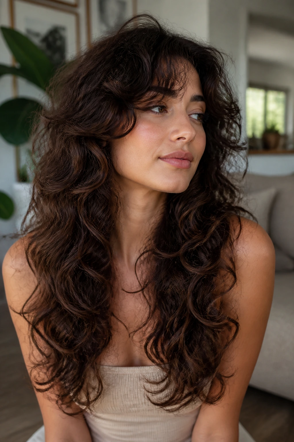 Real woman displaying butterfly layers with fuller ends and lift