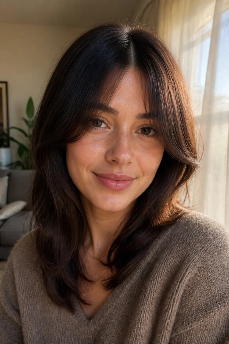 15 Bottleneck Bangs for Round Faces