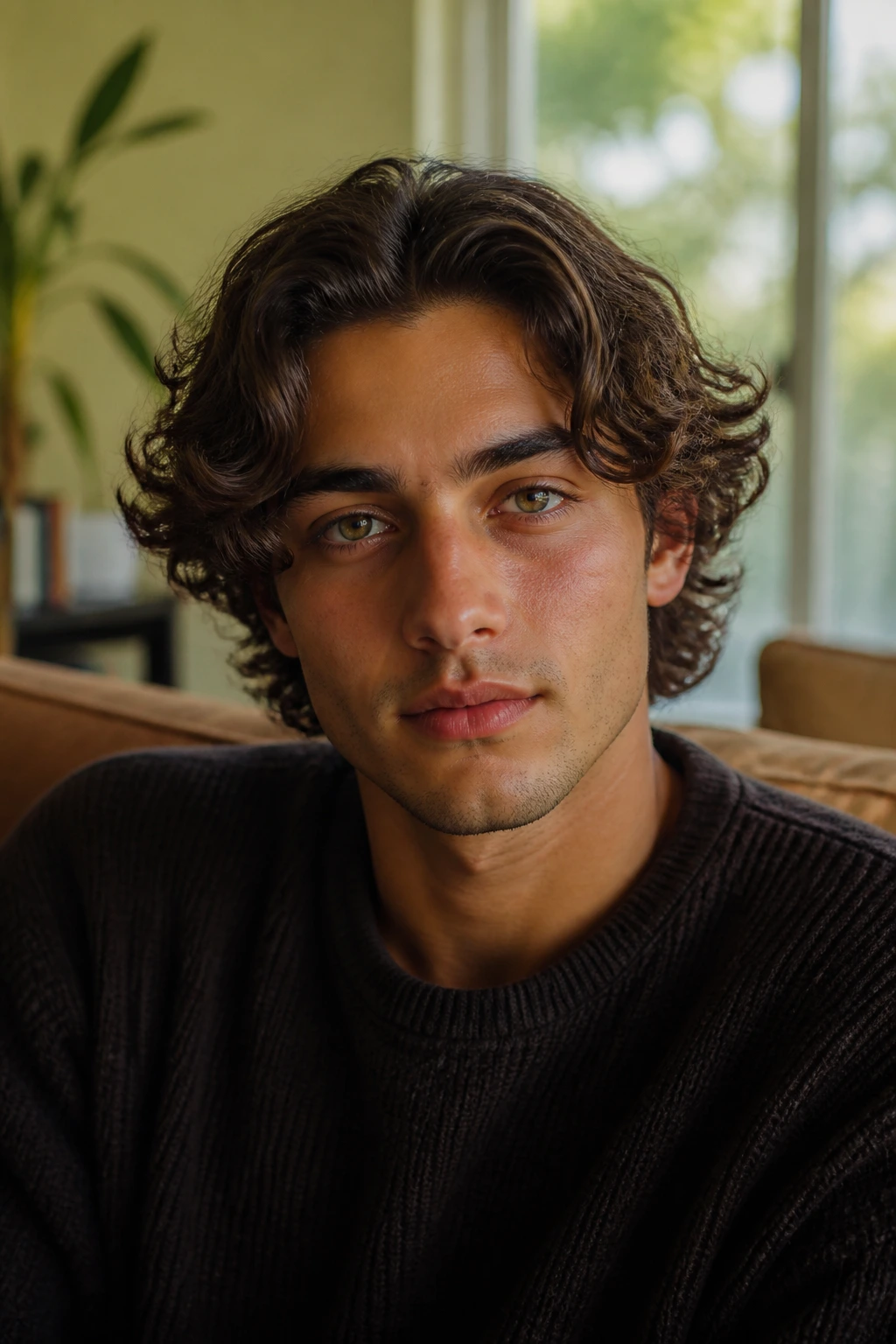 Man with a center-parted middle flow of curls.