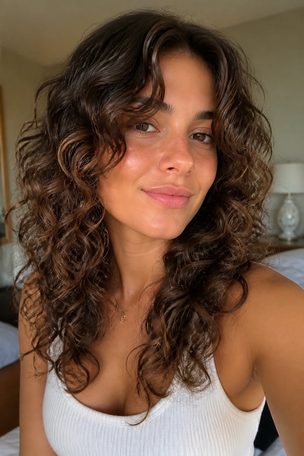 Portrait of a real person showing cheekbone-length layers framing the face