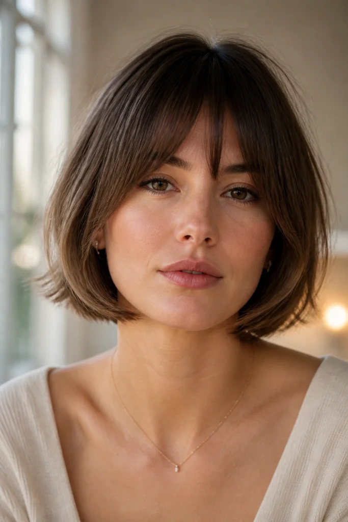 21 Short Butterfly Cuts With Bangs for Round Faces