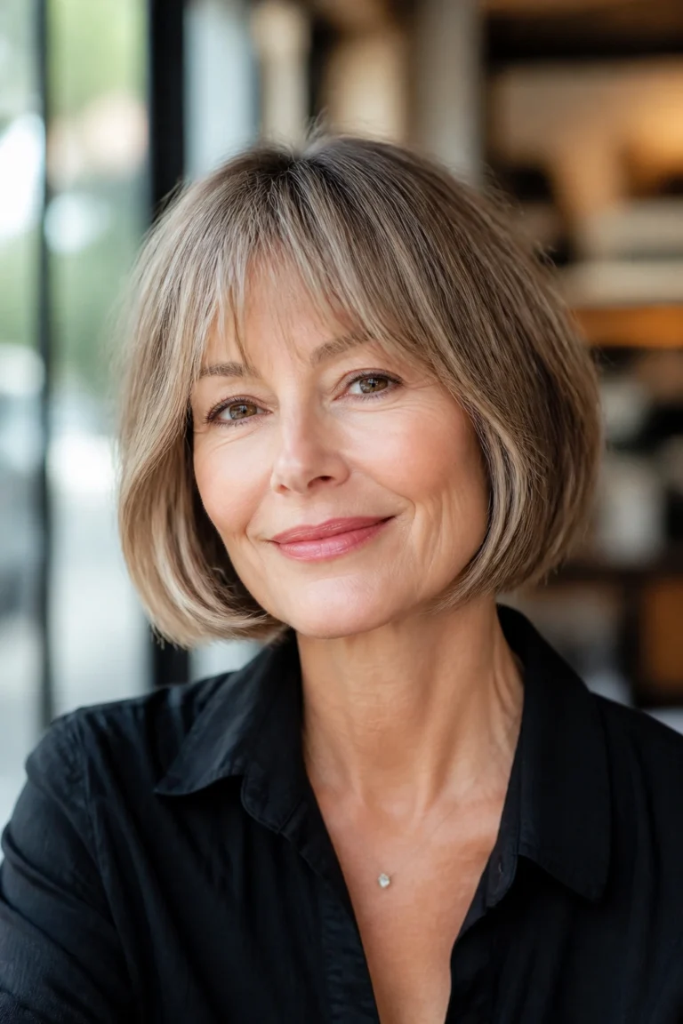 22 Short Hairstyles With Wispy Bangs Over 50