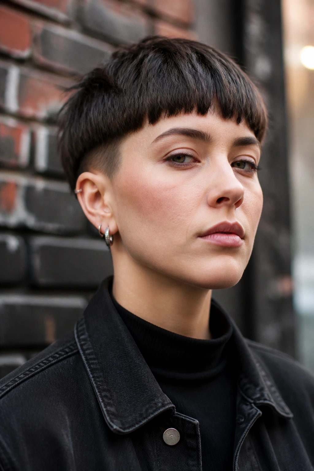 Real person with choppy bowl cut and sharp fringe