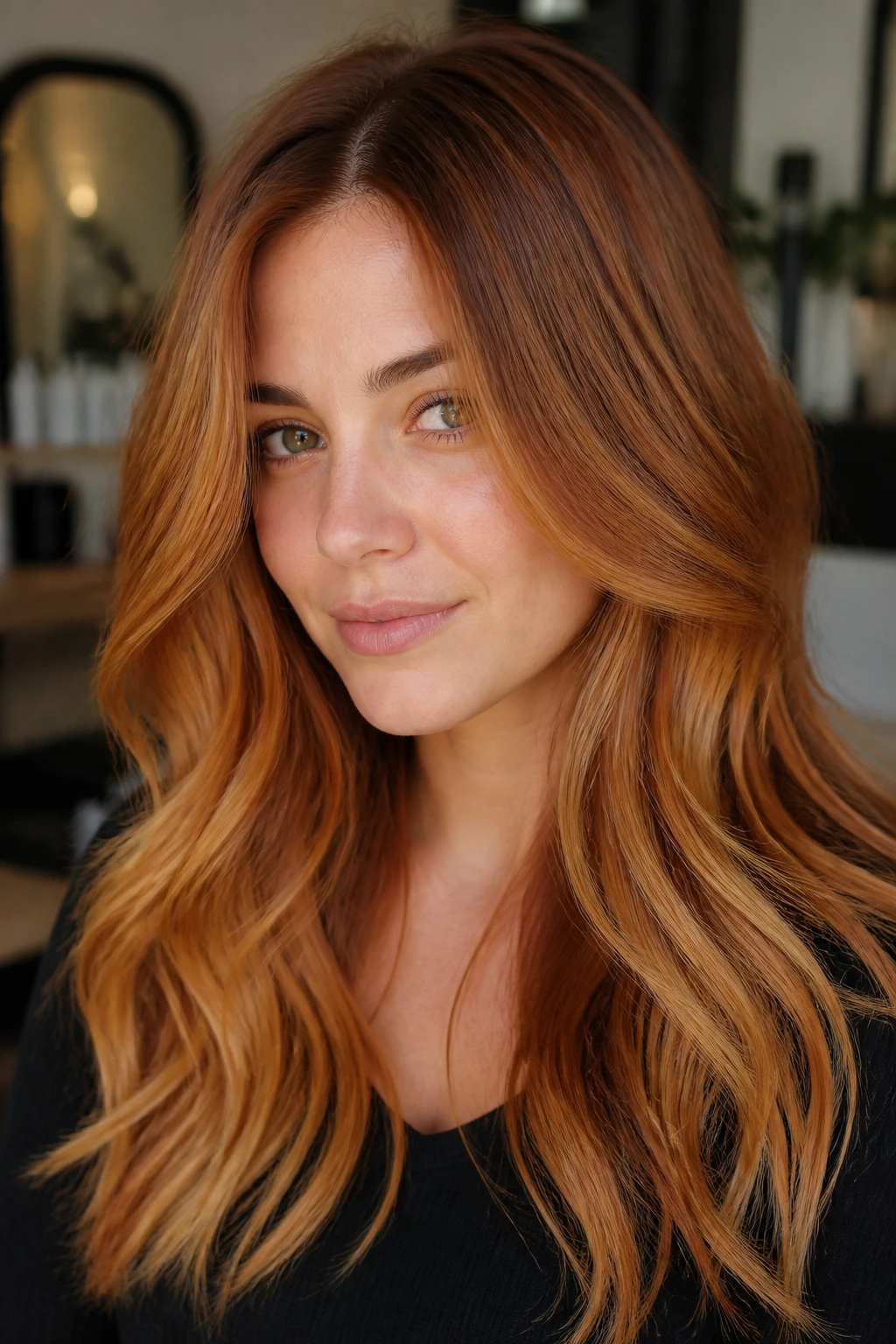 Close-up of a real person showing cinnamon-root melt with copper and gold tones