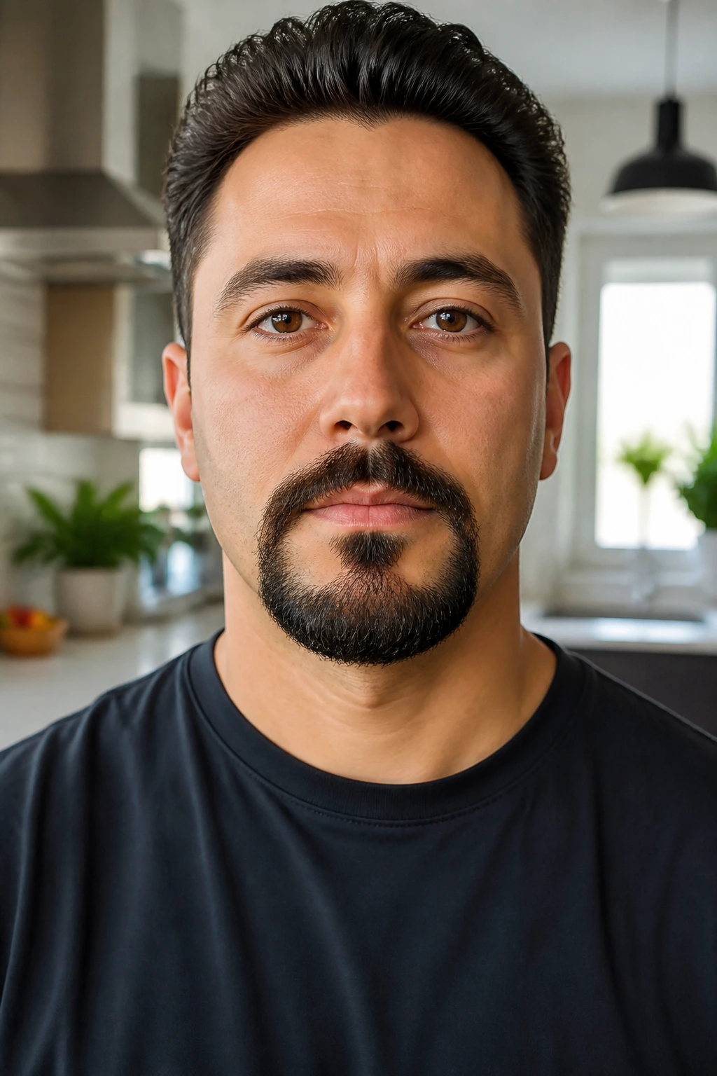 Close-up of a man with circle beard