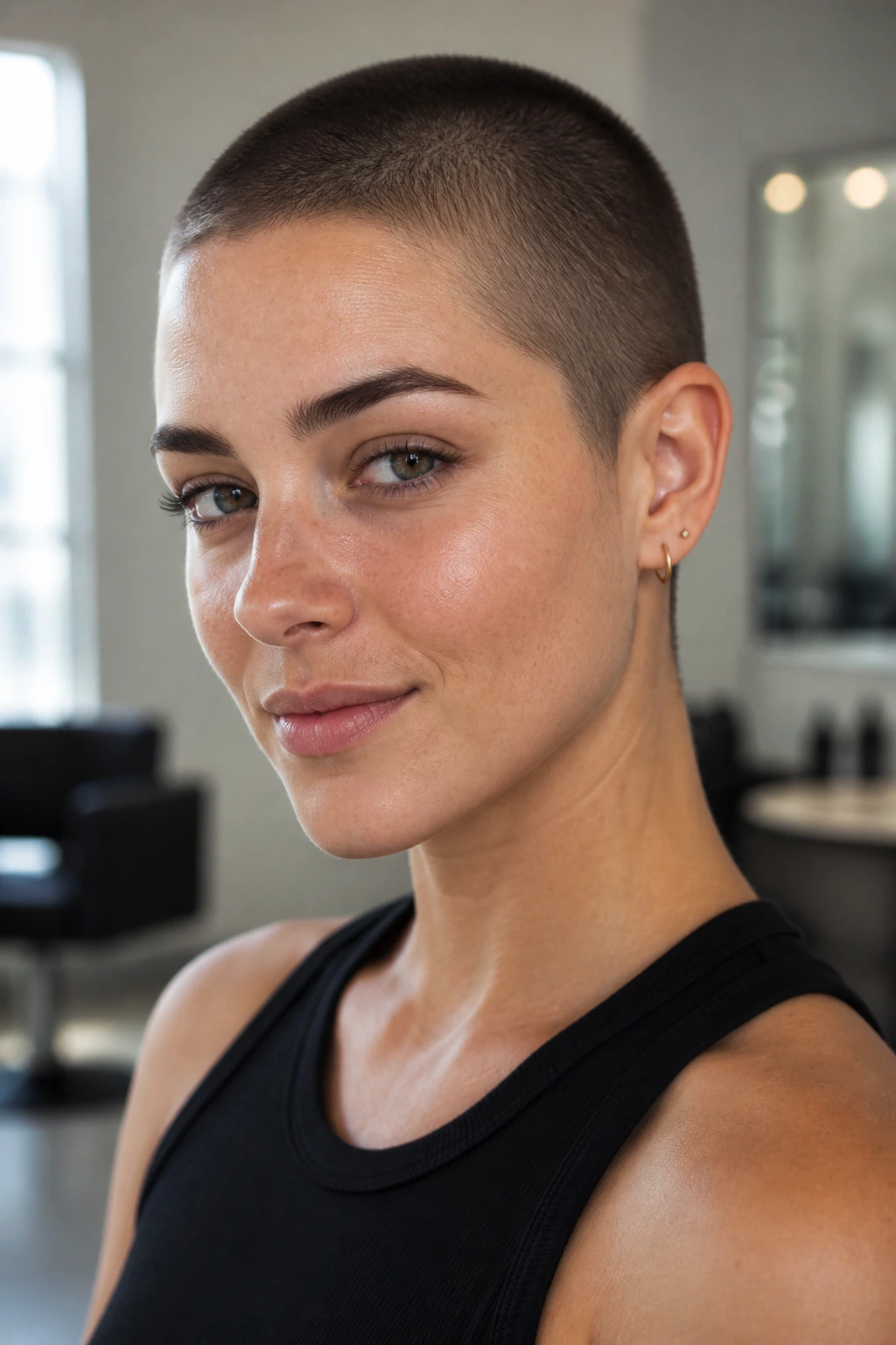 Head-and-shoulders portrait of a real person with a #2 buzz