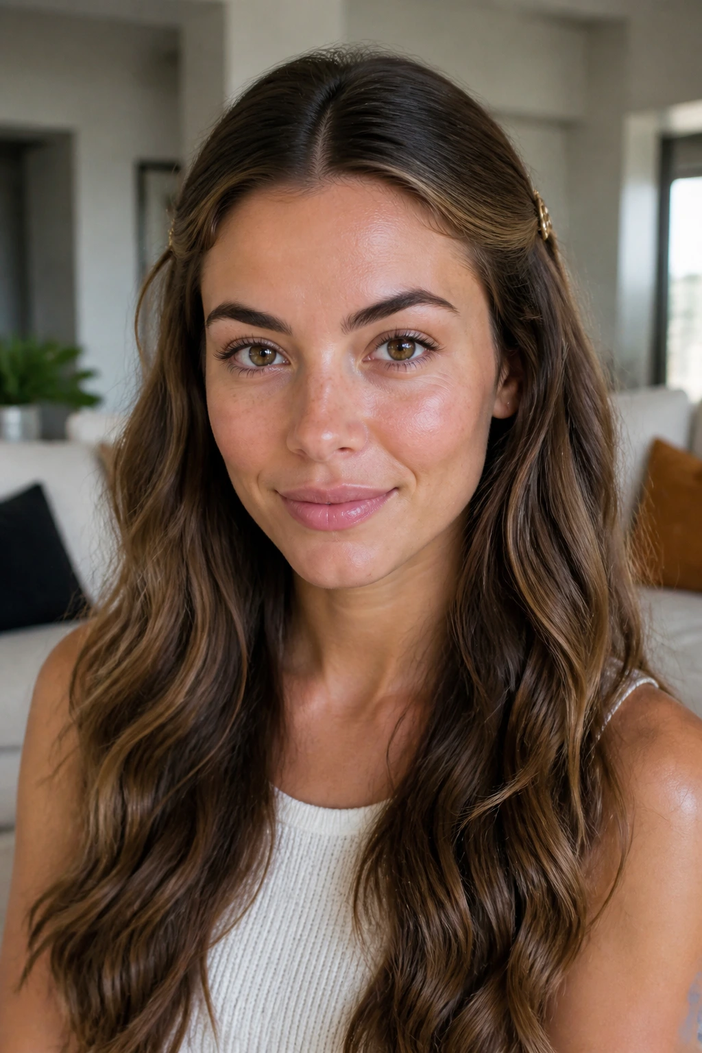 Real person with clipped-back front sections and open waves