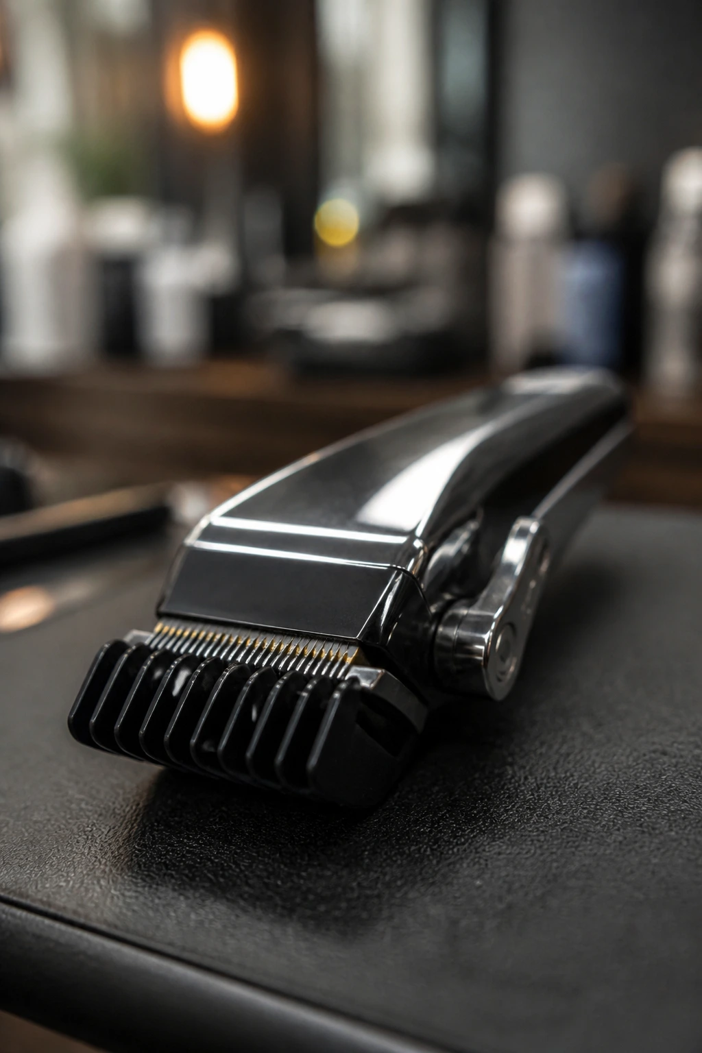 Macro shot of a professional clipper with guard for edge maintenance