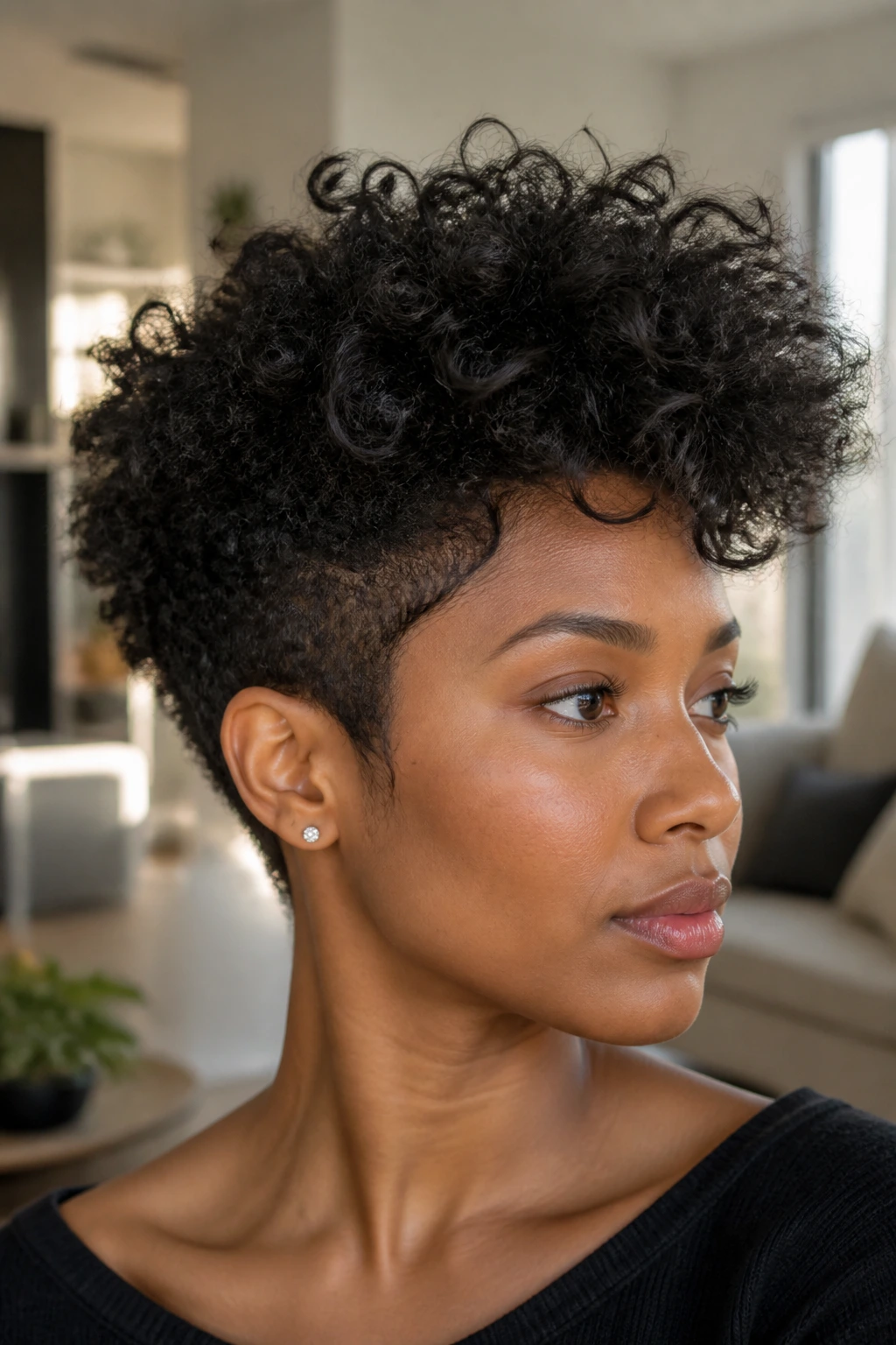 Close-up of Cloud-Lift Halo Shag with Tapered Temples on a real person showing halo volume