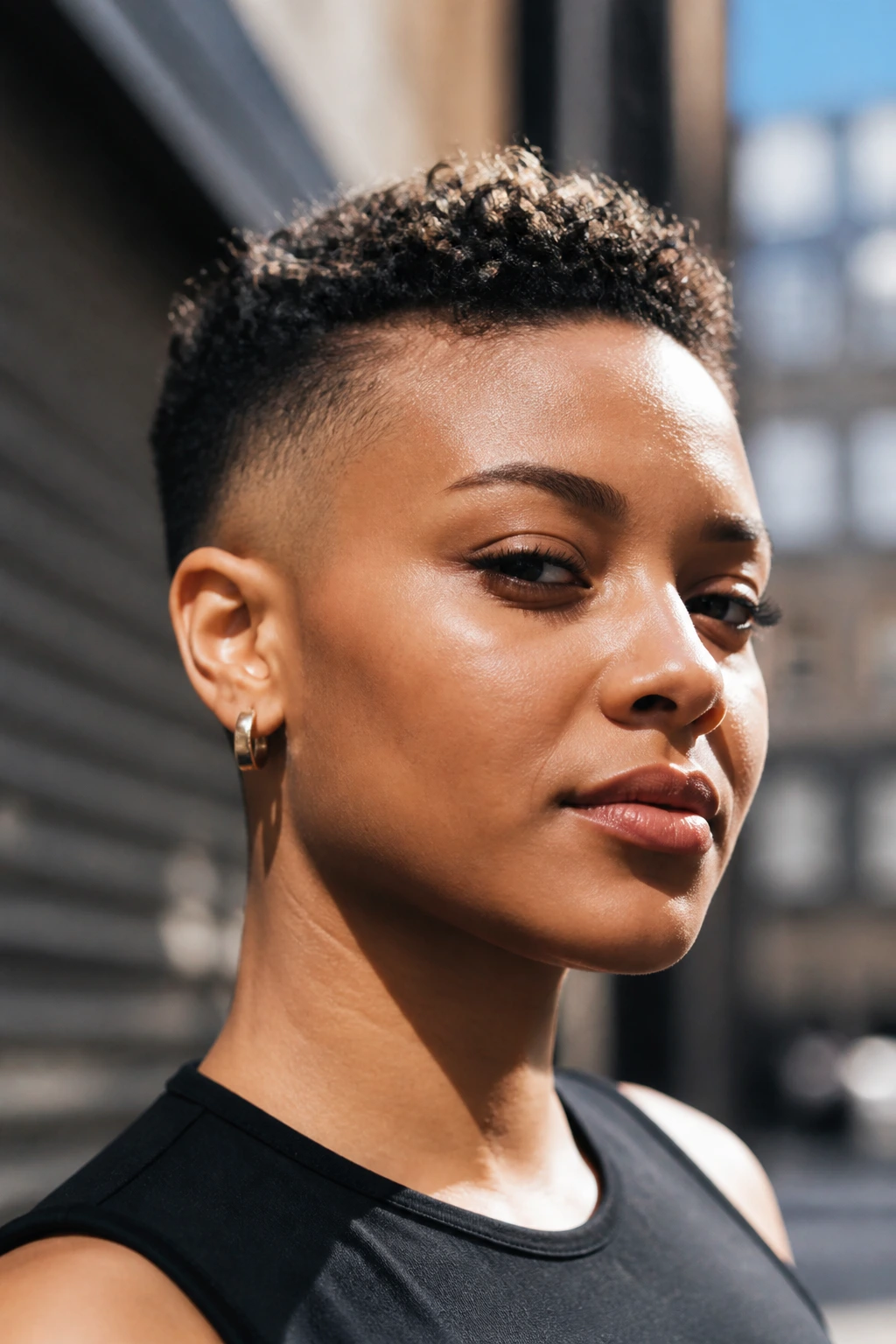 Portrait of a person with bold fade and coily crop